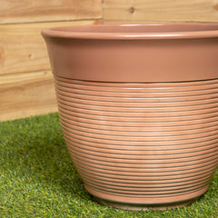 32cm Glazed Ceramic Effect Plastic Garden Patio Plant Pot