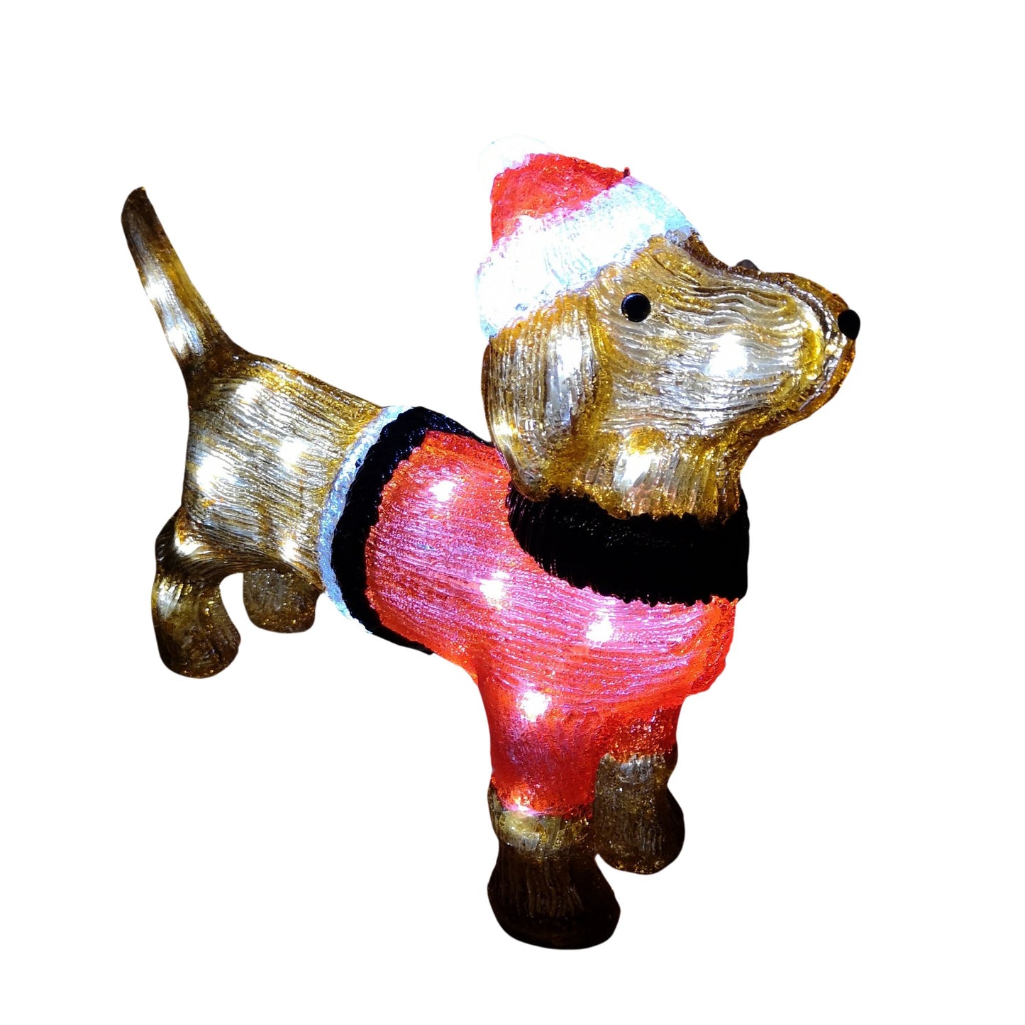 Factory Seconds: 36cm Indoor Outdoor Acrylic Dachshund Christmas Decoration with 48 Ice White LEDs
