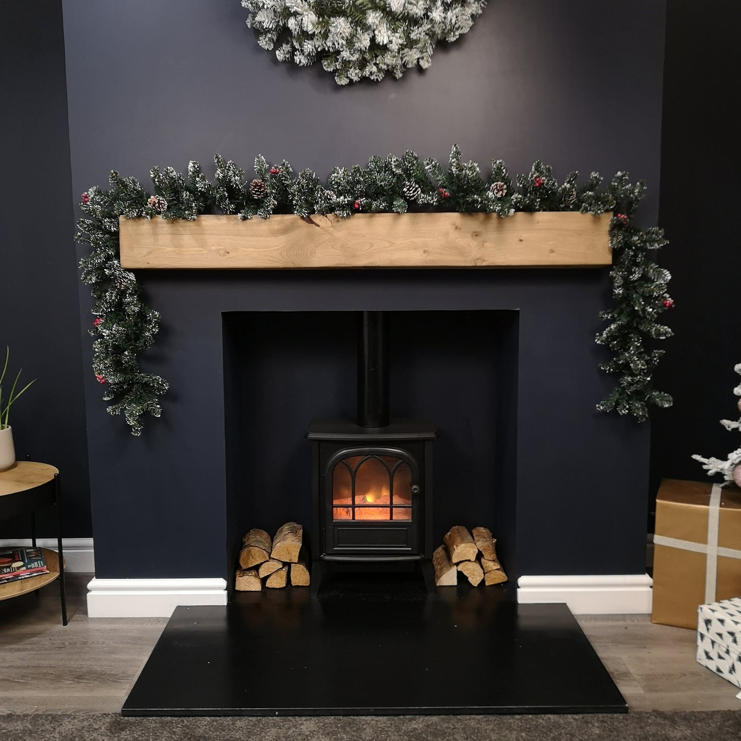 2.7m Green Christmas Garland with Pine Cones and Red Berries