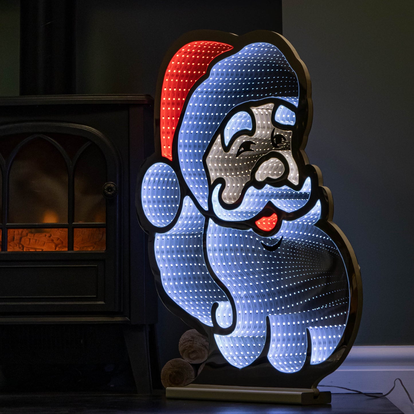 60cm Light up Santa's Face Infinity Christmas Decoration with Red & White LEDs