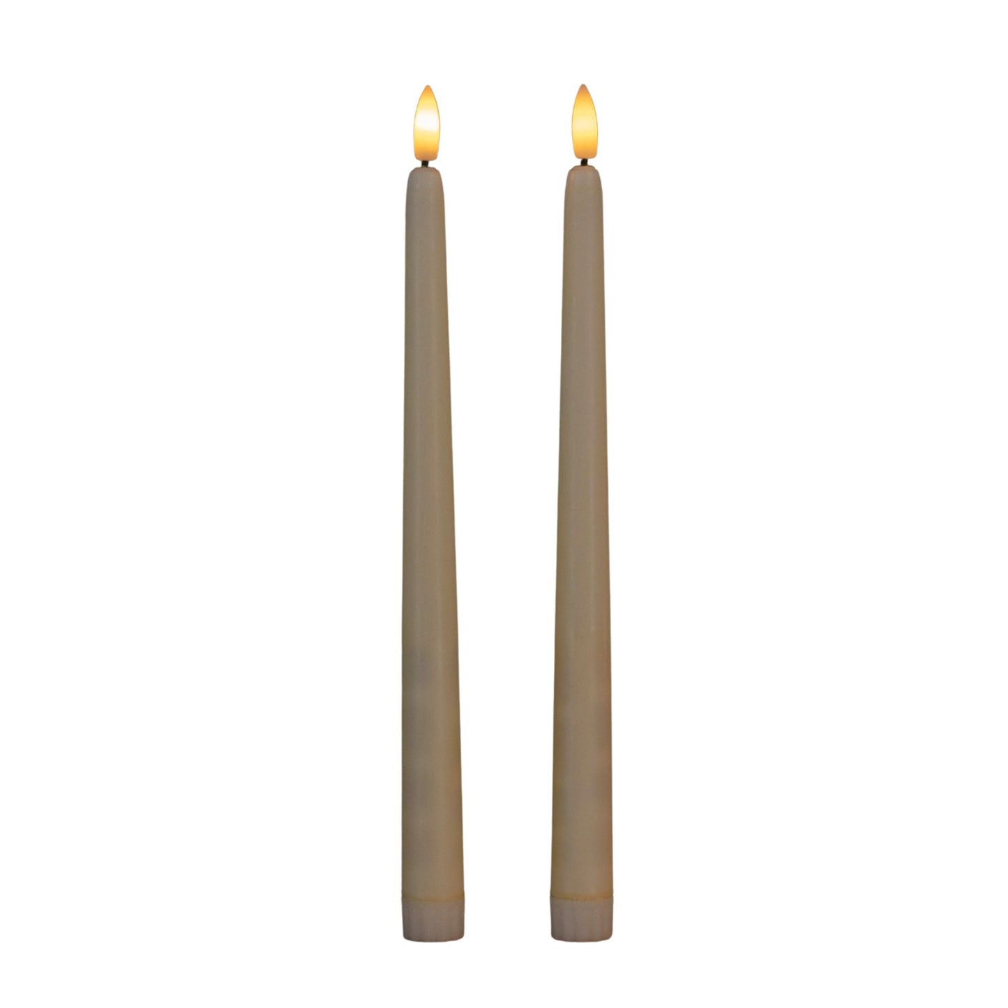 27.5cm 2pc Taper Candles with real flame effect LED technology
