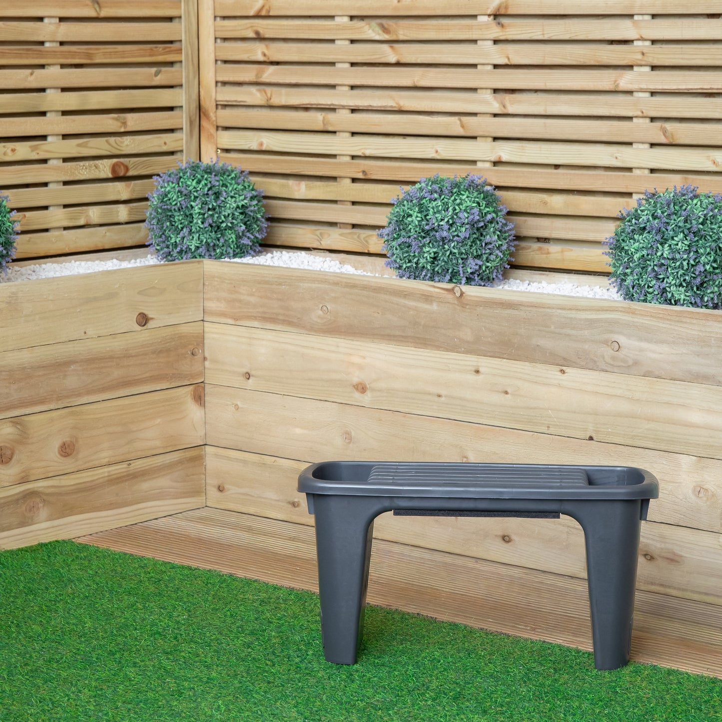 2 in 1 Grey Plastic Garden Kneeler and Stool with Storage Area