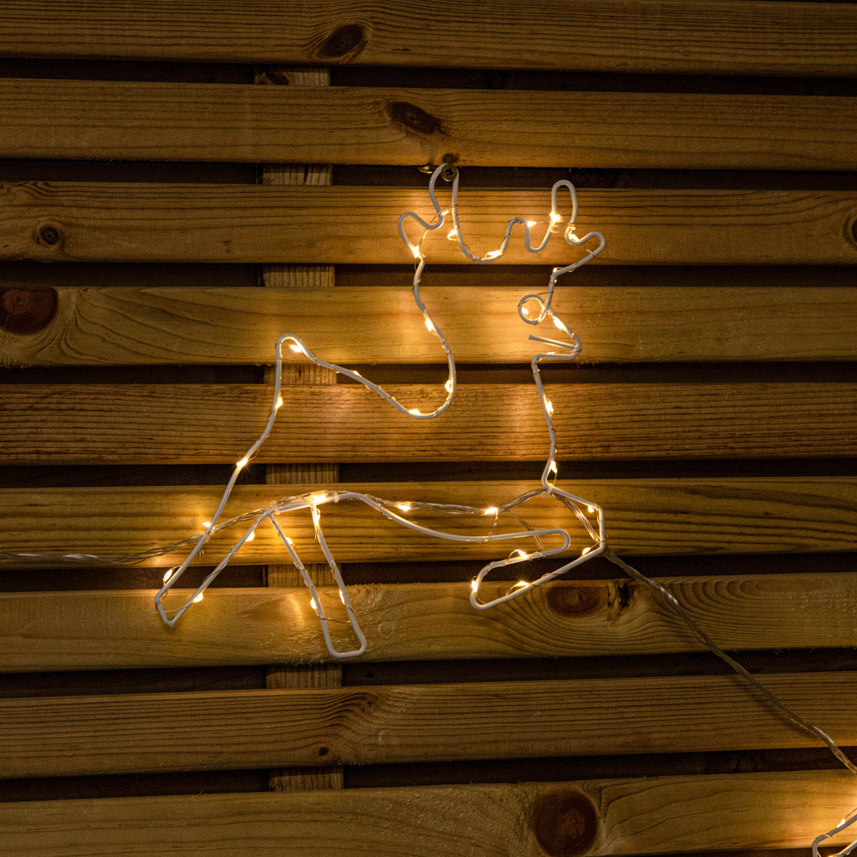2D LED Sleigh & Reindeer Silhouette Christmas Decoration in Red, Ice White and Warm White