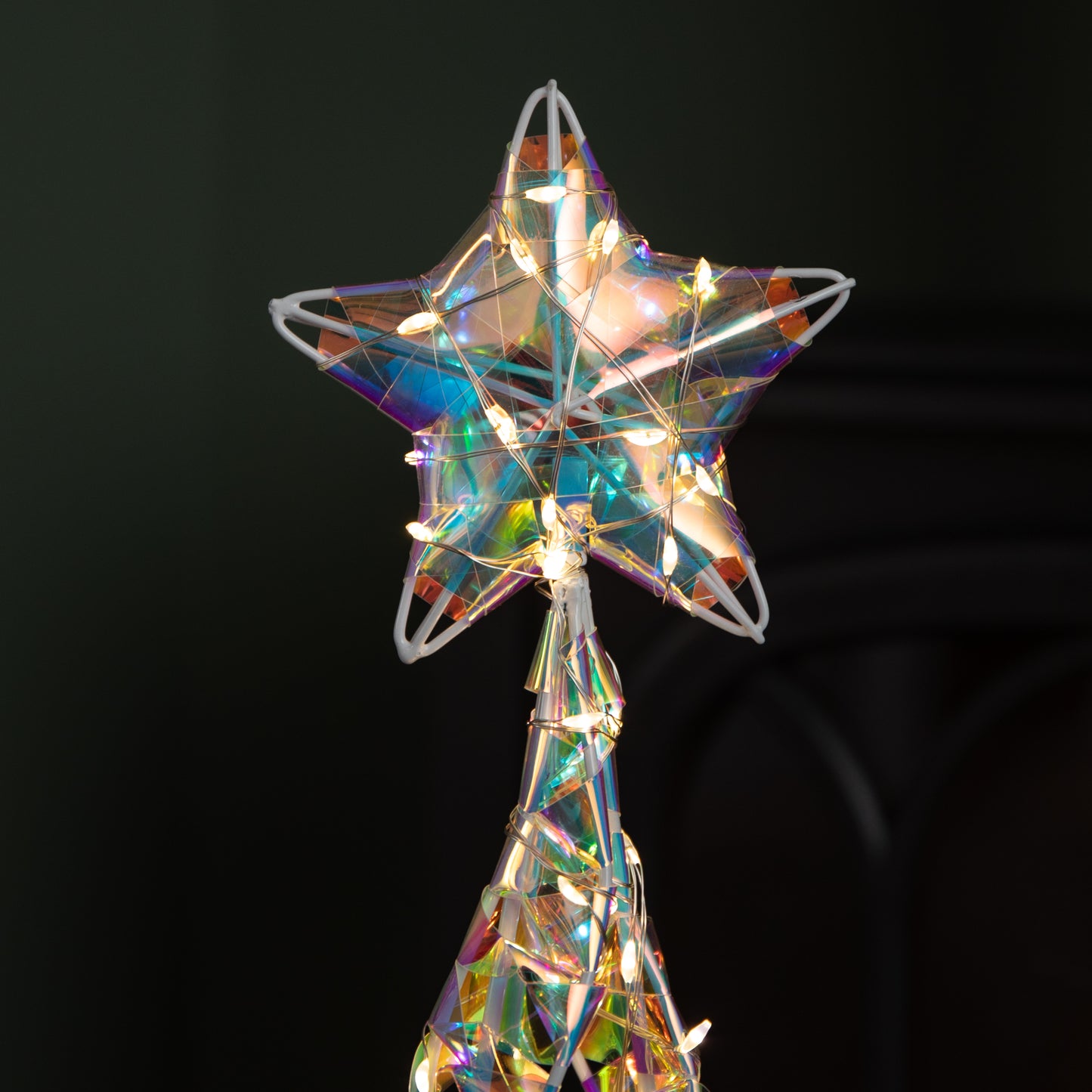 Factory Seconds: 60cm Light up Iridescent Christmas Starbelisk Decoration with Warm White LEDs