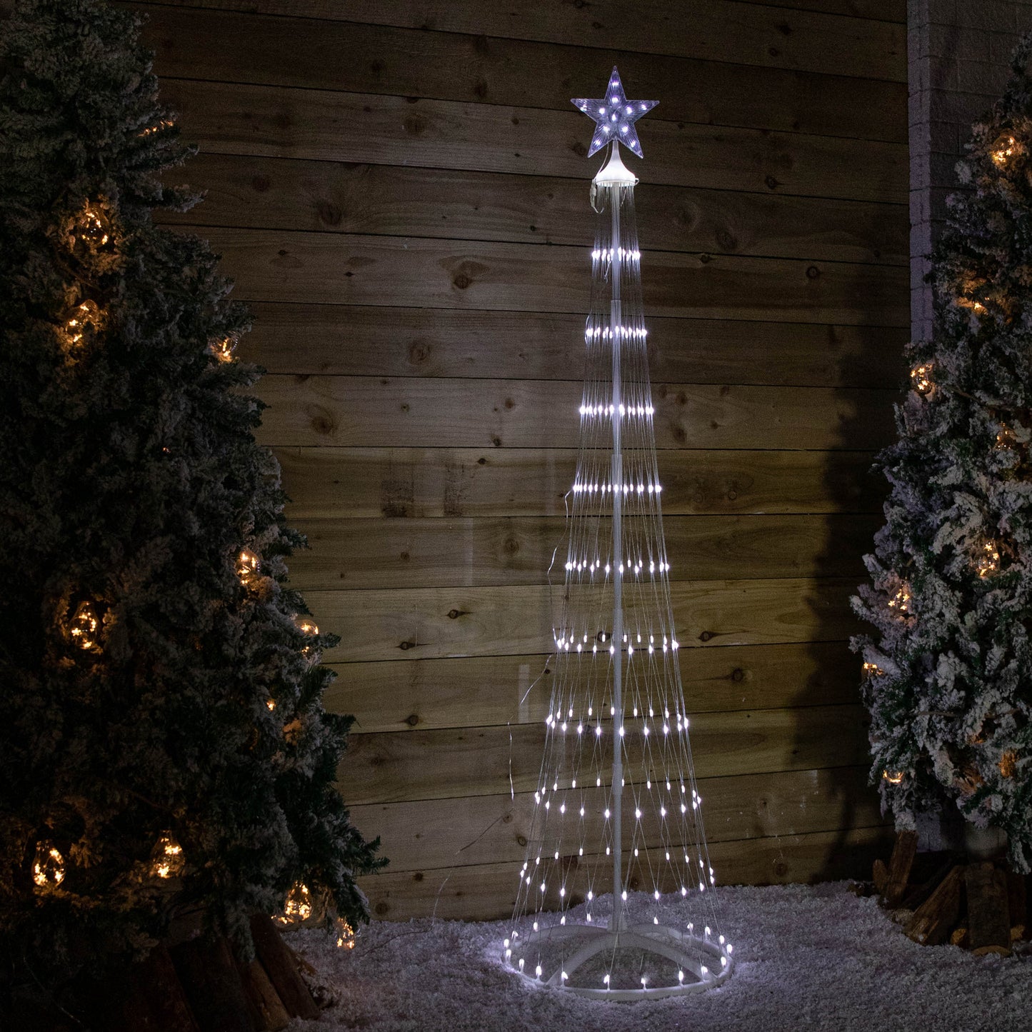 2.5m Light up Christmas Cone Tree with 320 White LEDs and Timer Function