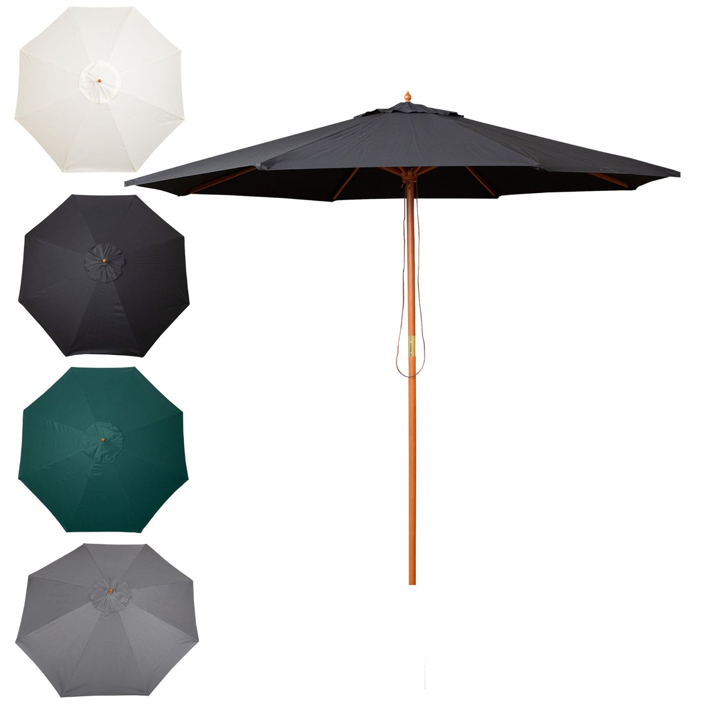 Choice of Colour: 2.7m Wooden Garden Parasol Sun Shade with Carry Bag
