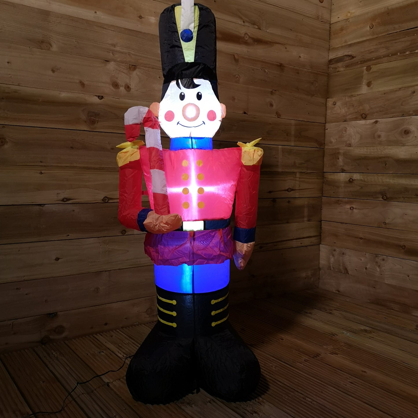 Premier Christmas 1.2M Inflatable Light Up Toy Soldier with Candy Cane