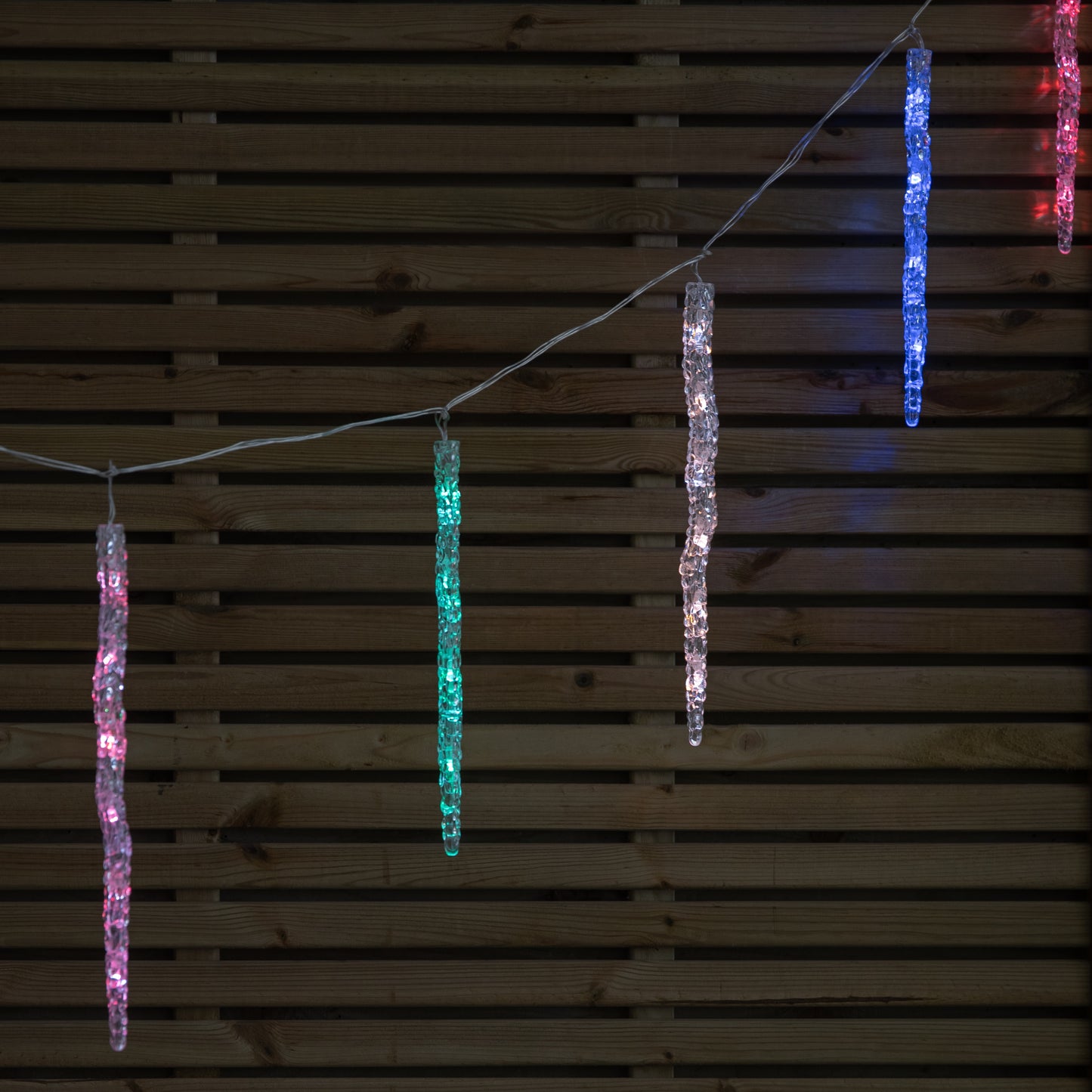 Set of 10 Light up Christmas Smart Icicle Lights with 50 Cool White & Multi-Coloured LEDs