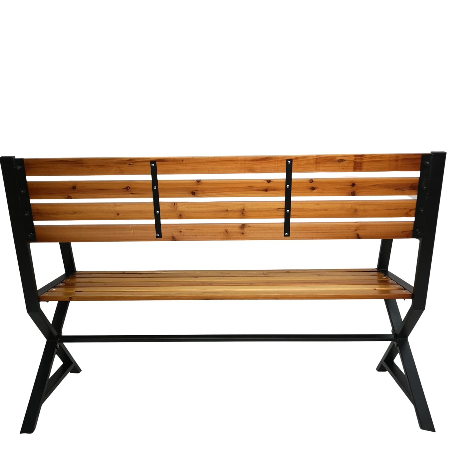 Factory Seconds: Kendal 2 Person Outdoor Modern Cross Design Metal Wooden Garden Patio Bench