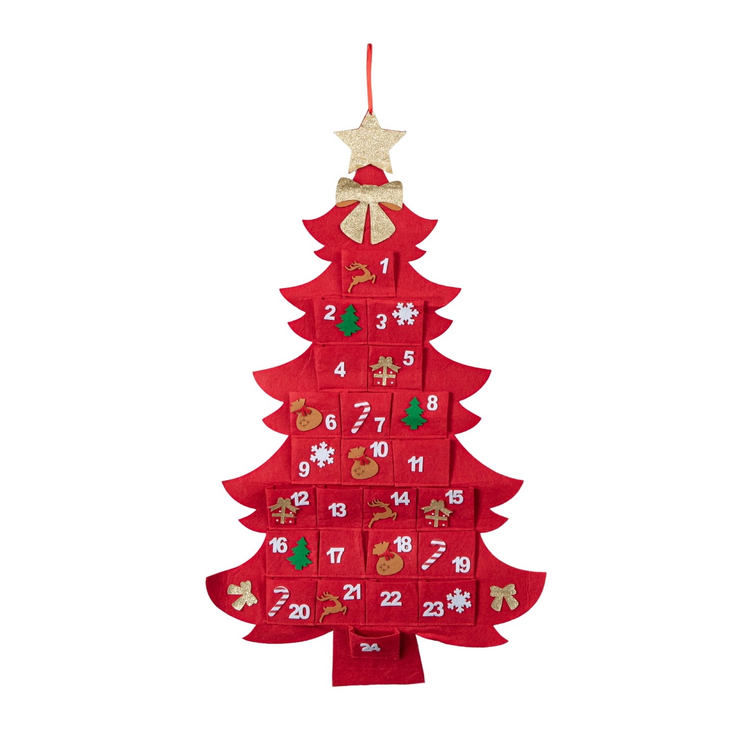 90cm Fabric Christmas Tree Shaped Hanging Advent Calendar Decoration