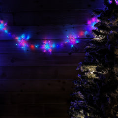 2.6m Set of 10 Snowflake Curtain Lights 258 Rainbow LEDs MicroBrights String Lights