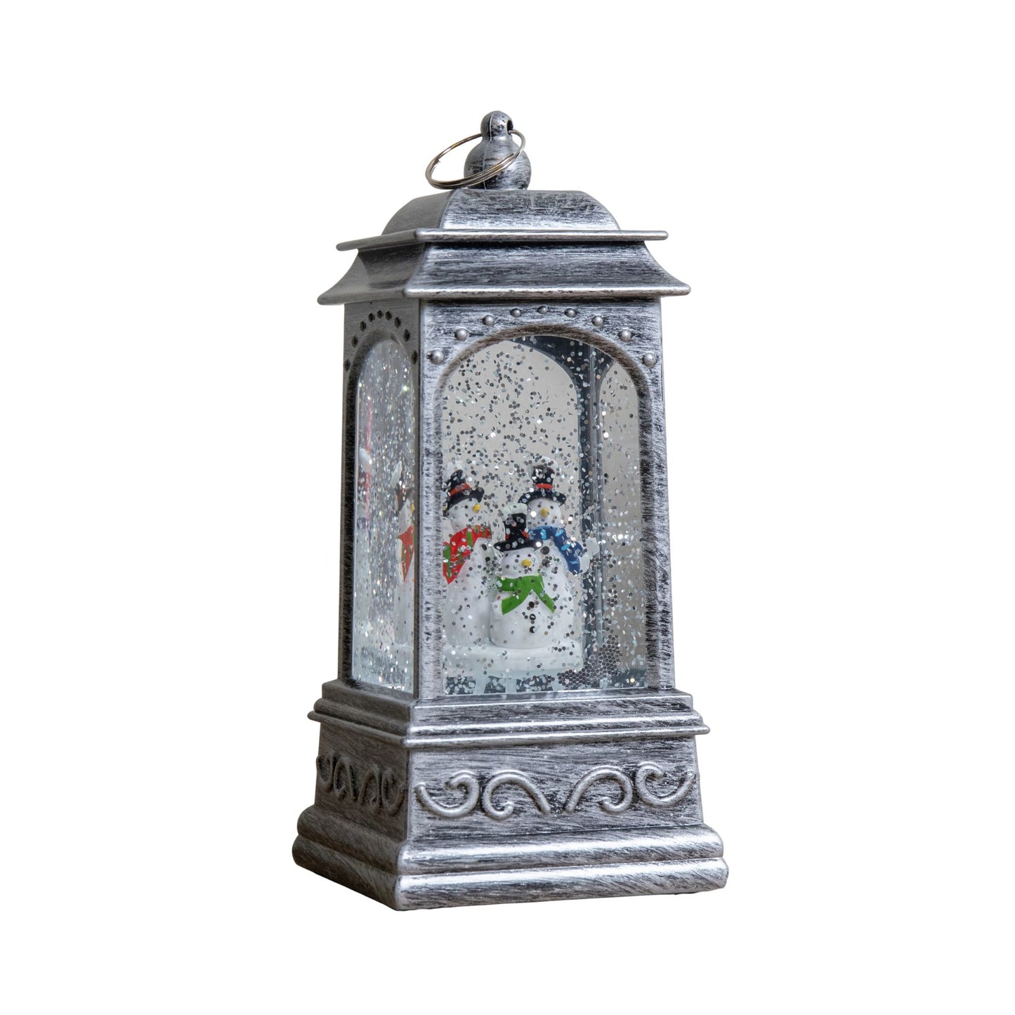 20cm Dual Powered Light up Christmas Water Spinner with 3 Snowmen and White LEDs