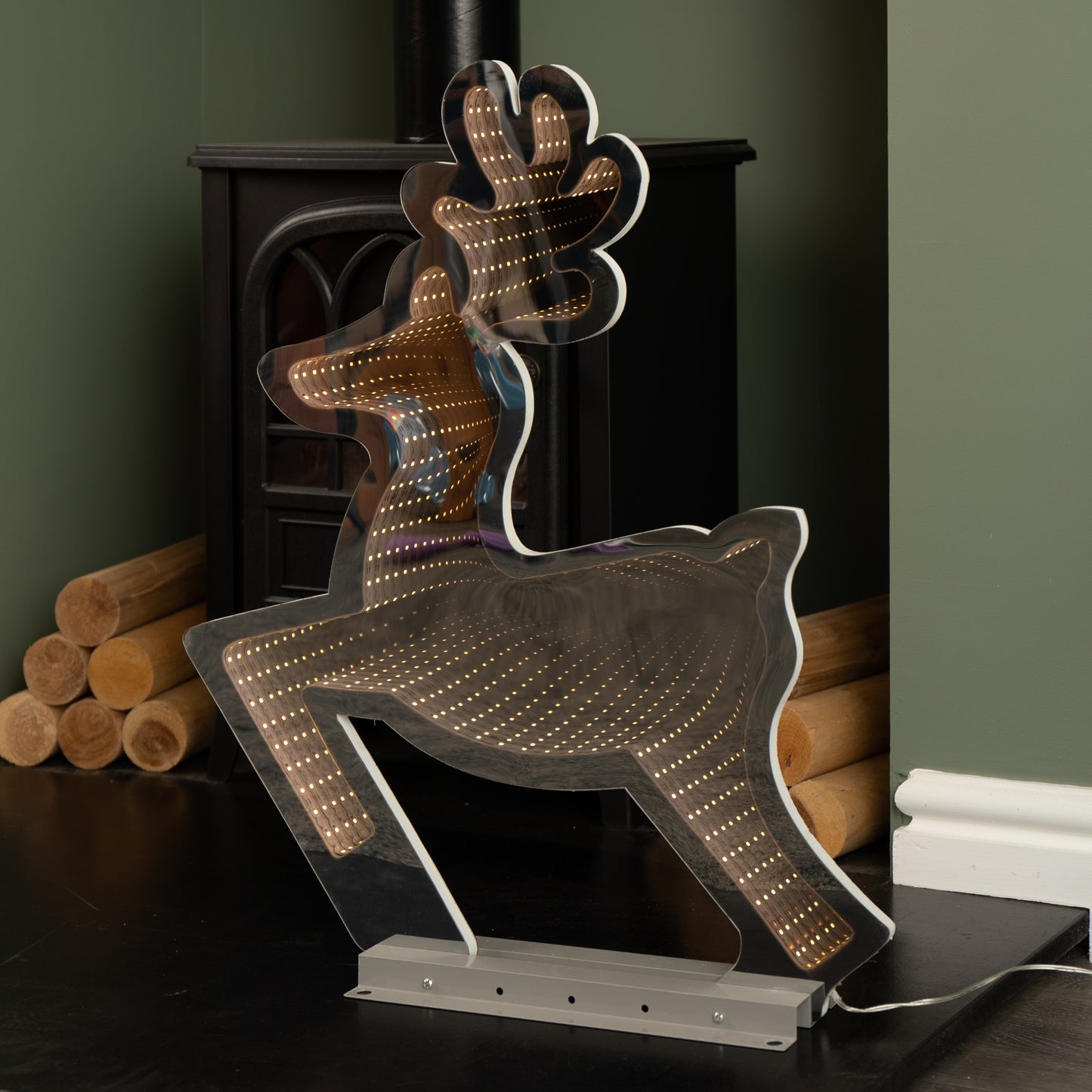 60cm LED Infinity Light Leaping Reindeer