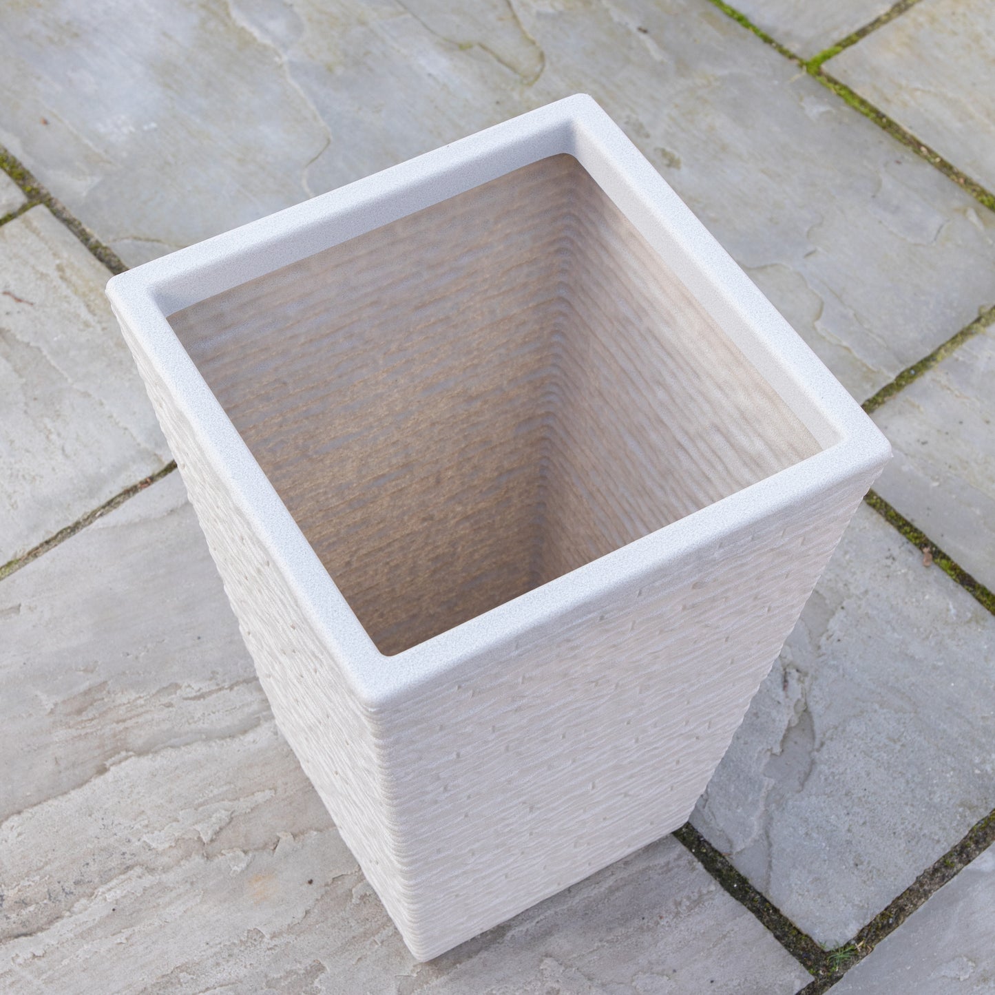 45cm Tall Plastic Slate Effect Garden Patio Planter in Stone