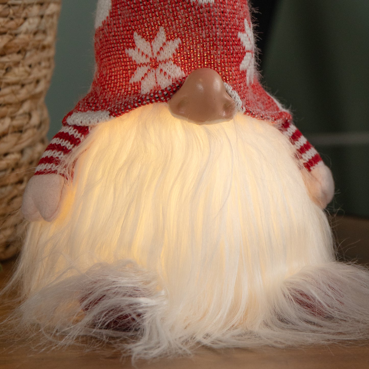 30cm Battery Operated Light up Christmas Standing Gonk Decoration in Red