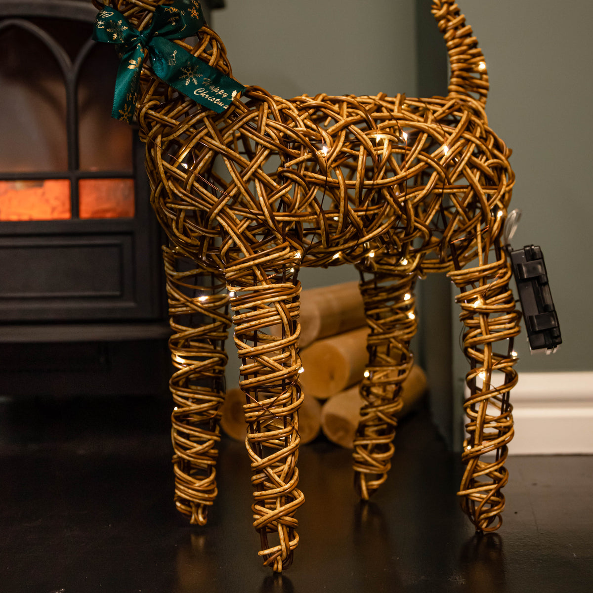 67cm Battery Operated Light up Brown Christmas Reindeer with Red Nose & 80 Warm White LEDs