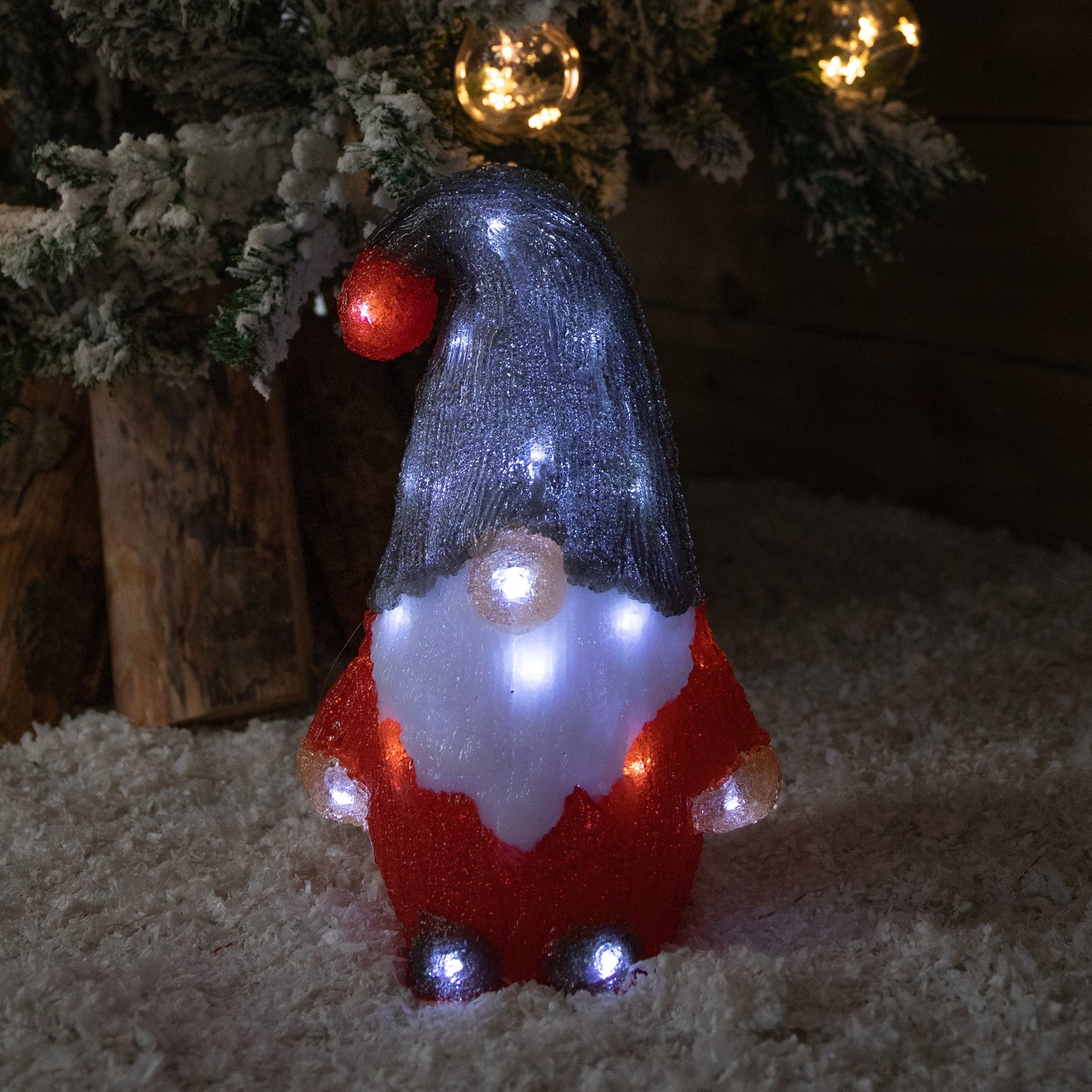 30cm Battery Operated Light up Christmas Gonk with Cool White LEDs