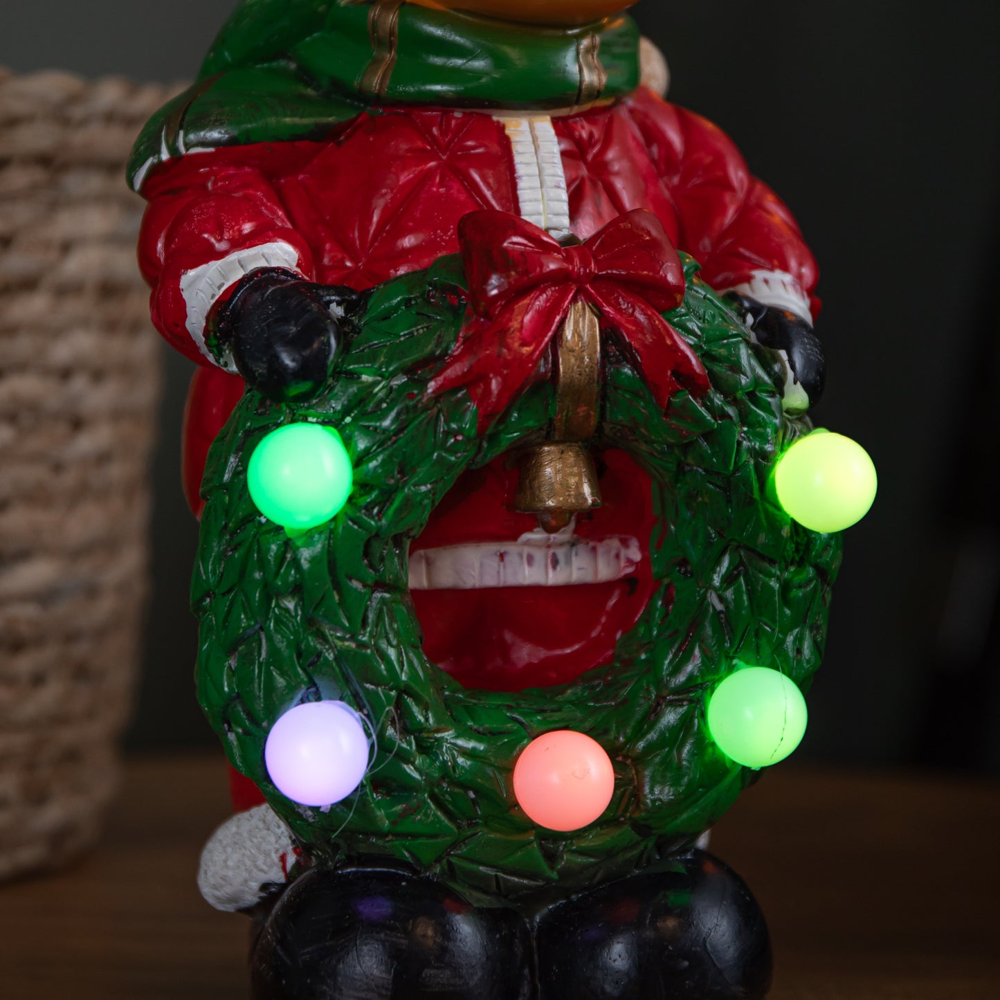 25cm Light up Rudy Rudolph Christmas Hand Painted Decoration with LEDs