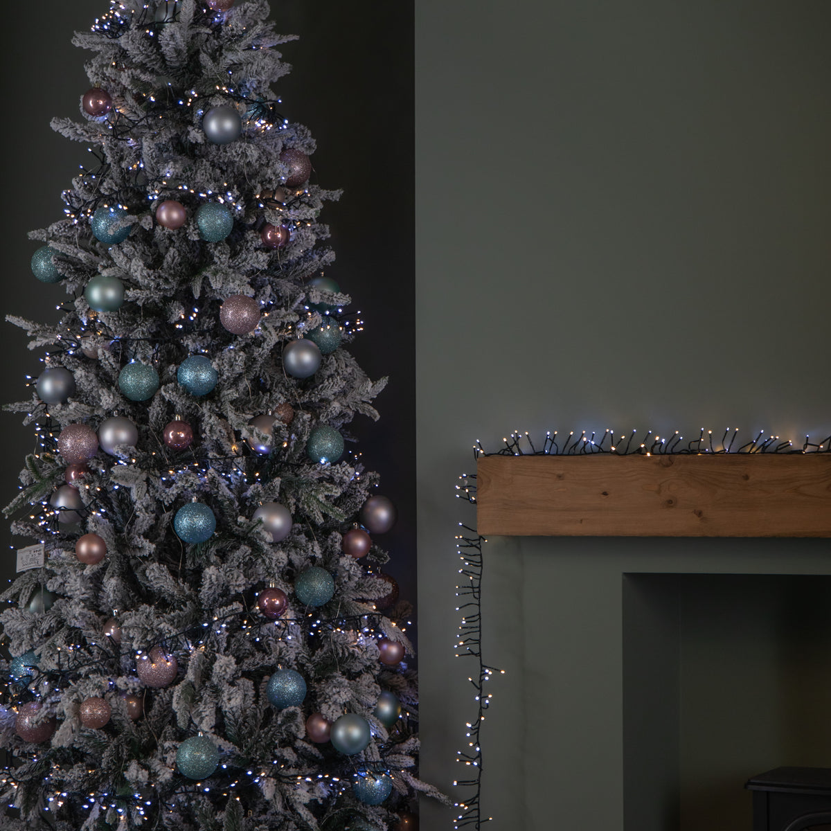 62.5m 5000 LED Christmas Cluster Multi-Action String Lights with Timer in White & Warm White