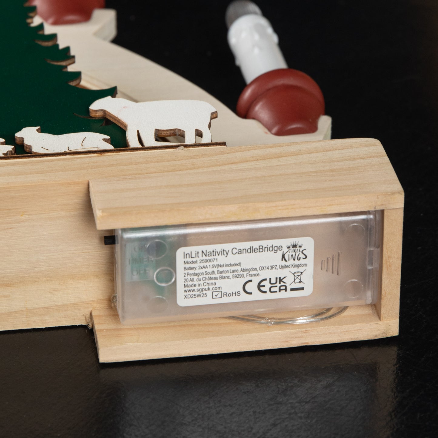 33cm Battery Operated Wooden Christmas Candle Bridge with Nativity Scene and LEDs