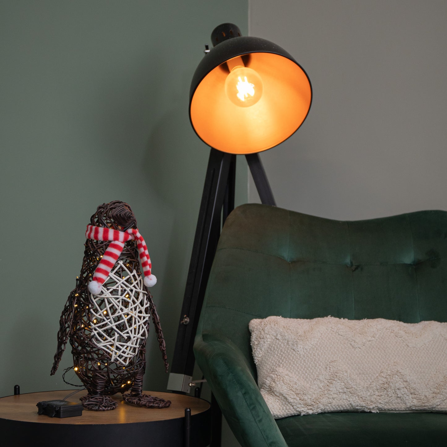40cm Battery Operated Light up Brown Christmas Penguin with 60 Warm White LEDs