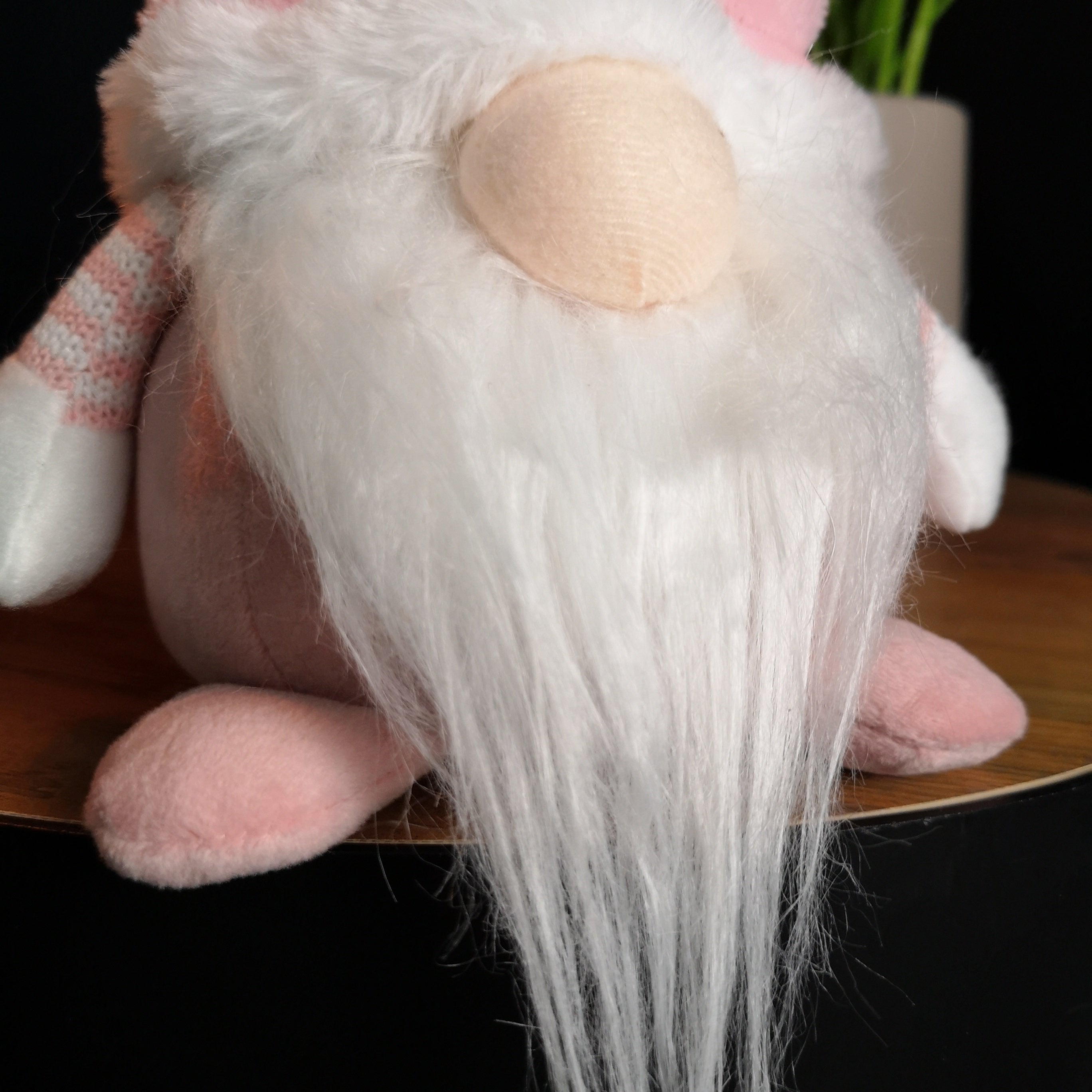 40cm Sitting Plush Christmas Gonk with Grooved Hat in Pink