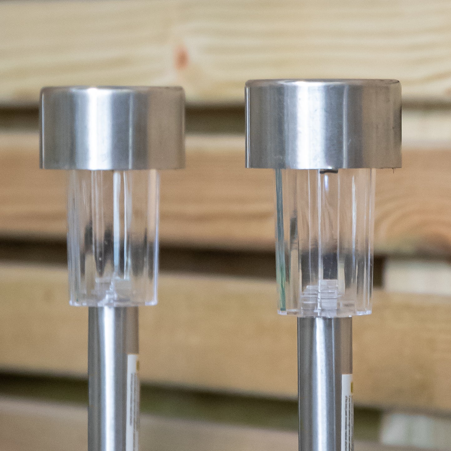 36cm Set of 5 Stainless Steel Garden Solar Path Lights with White LEDs