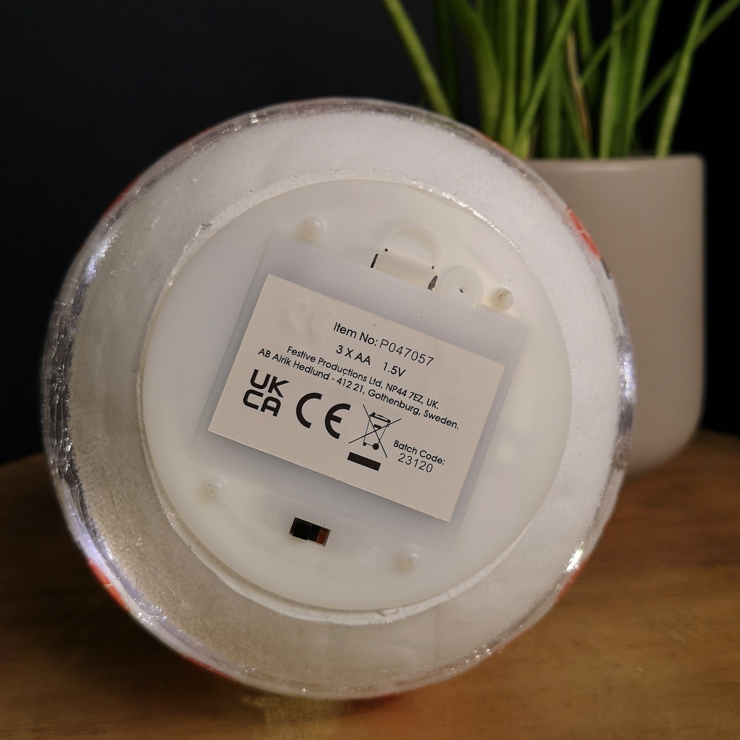 15cm Battery Operated Twinkling Warm White LED Crackle Effect Ball Christmas Decoration with Santa and Friends in Train