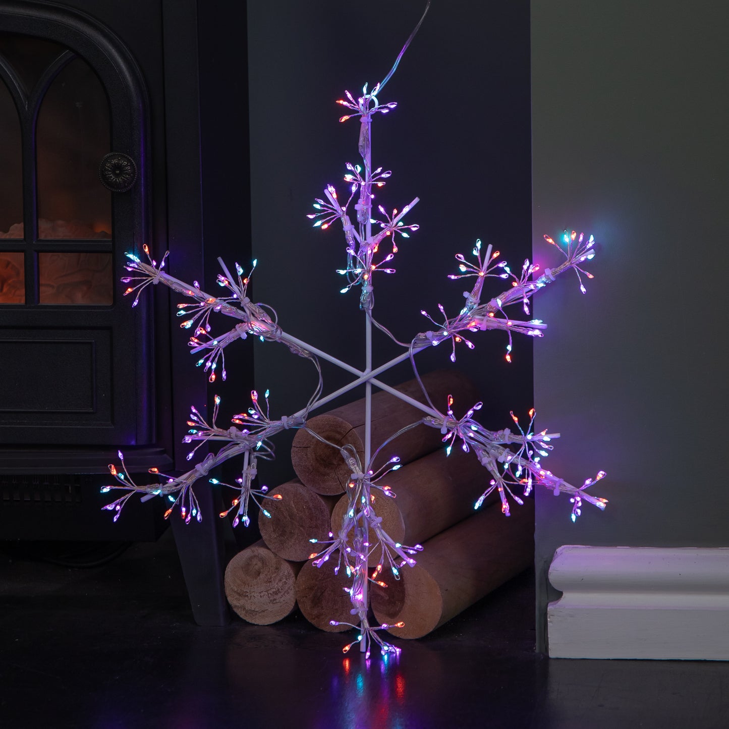 40cm LED Hanging Snowflake Christmas Decoration in Rainbow