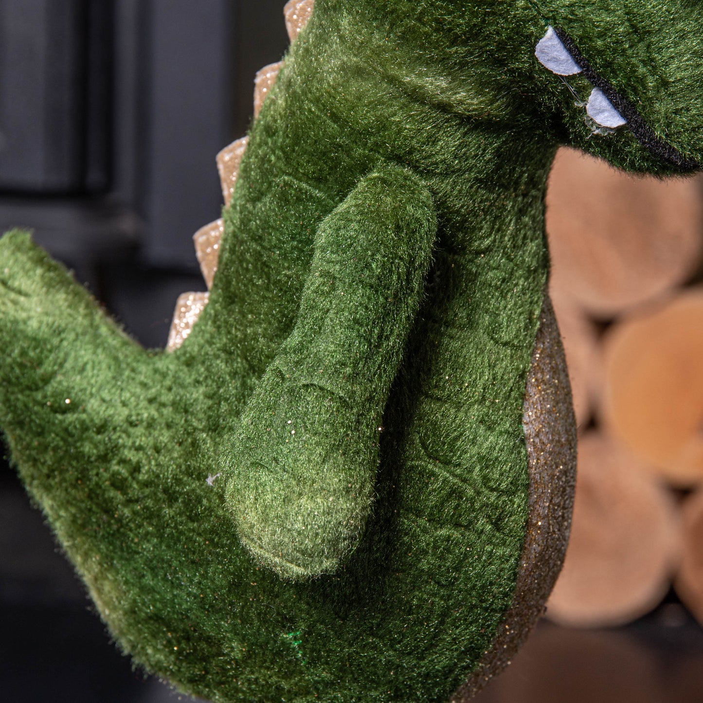 37cm Green Standing Christmas Dinosaur with Santa Hat