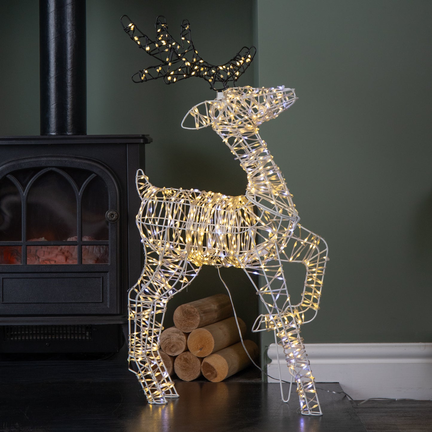 80cm Light up FlexiBrights Christmas Reindeer with 950 White and Warm White LEDs