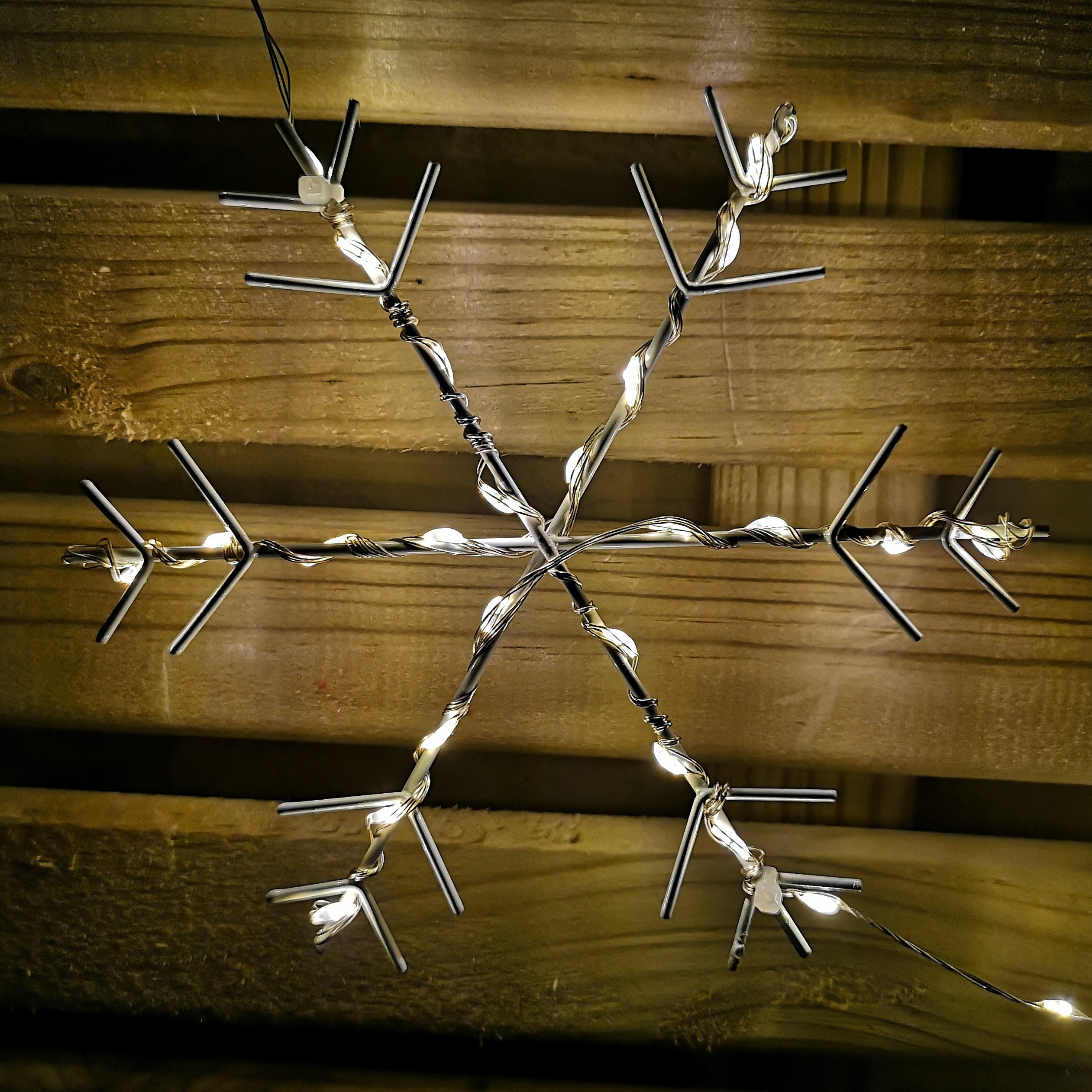 2.6m Set of 10 MicroBrights Christmas Snowflake String Lights with 258 Warm White LEDs