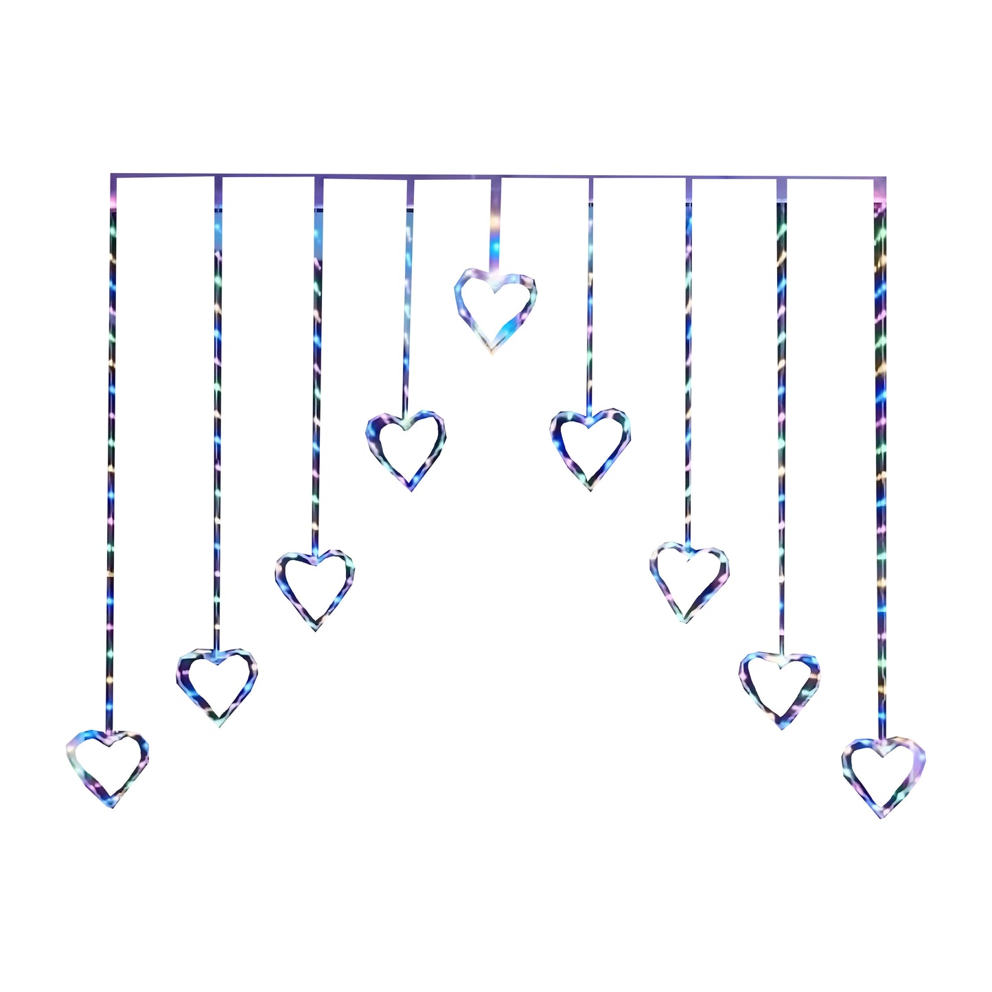 1.2 x 1.2m Light up Christmas Heart Curtain Lights with 229 Multi-Coloured LEDs