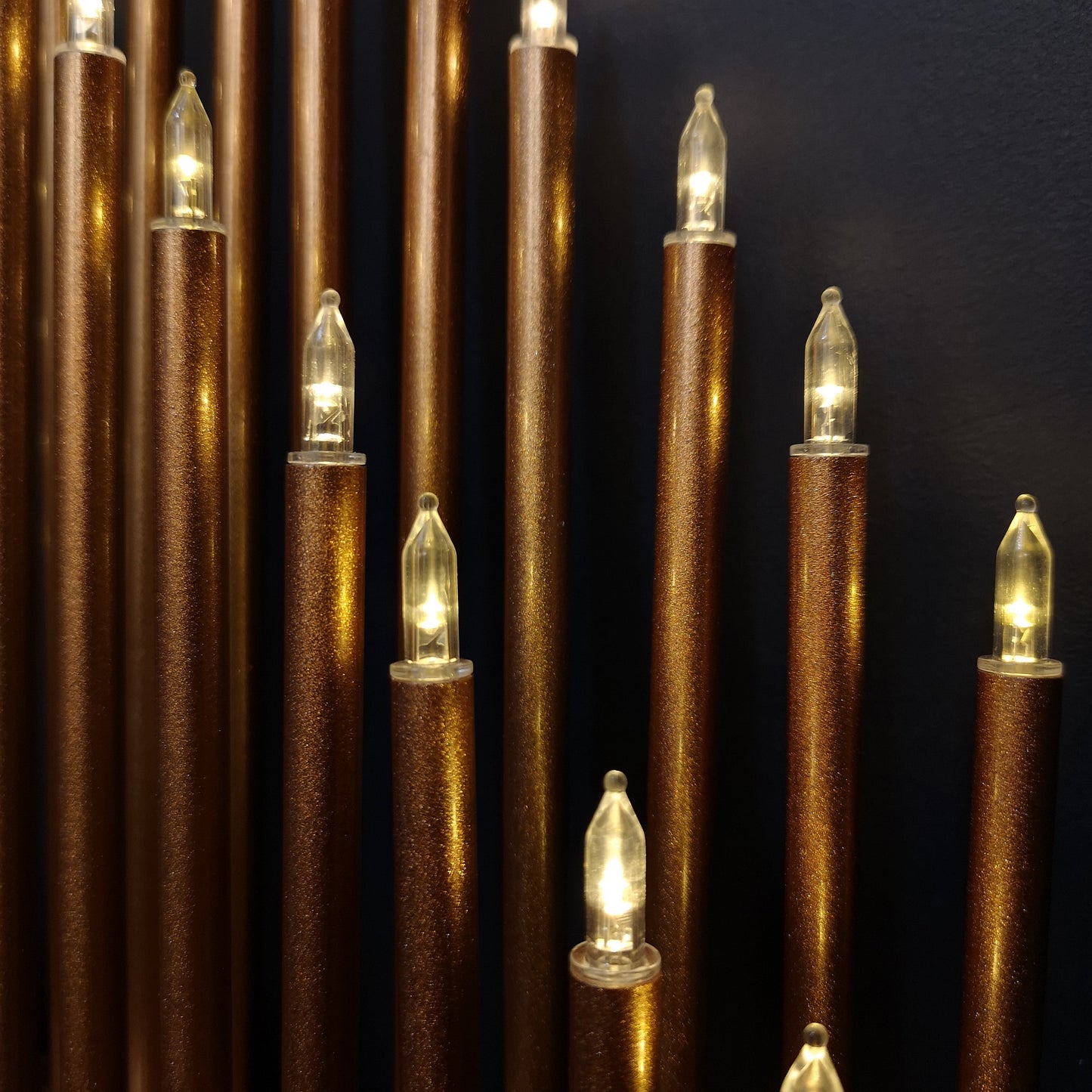 34cm Light up Rose Gold Christmas Candlebridge with 33 LEDs in Warm White