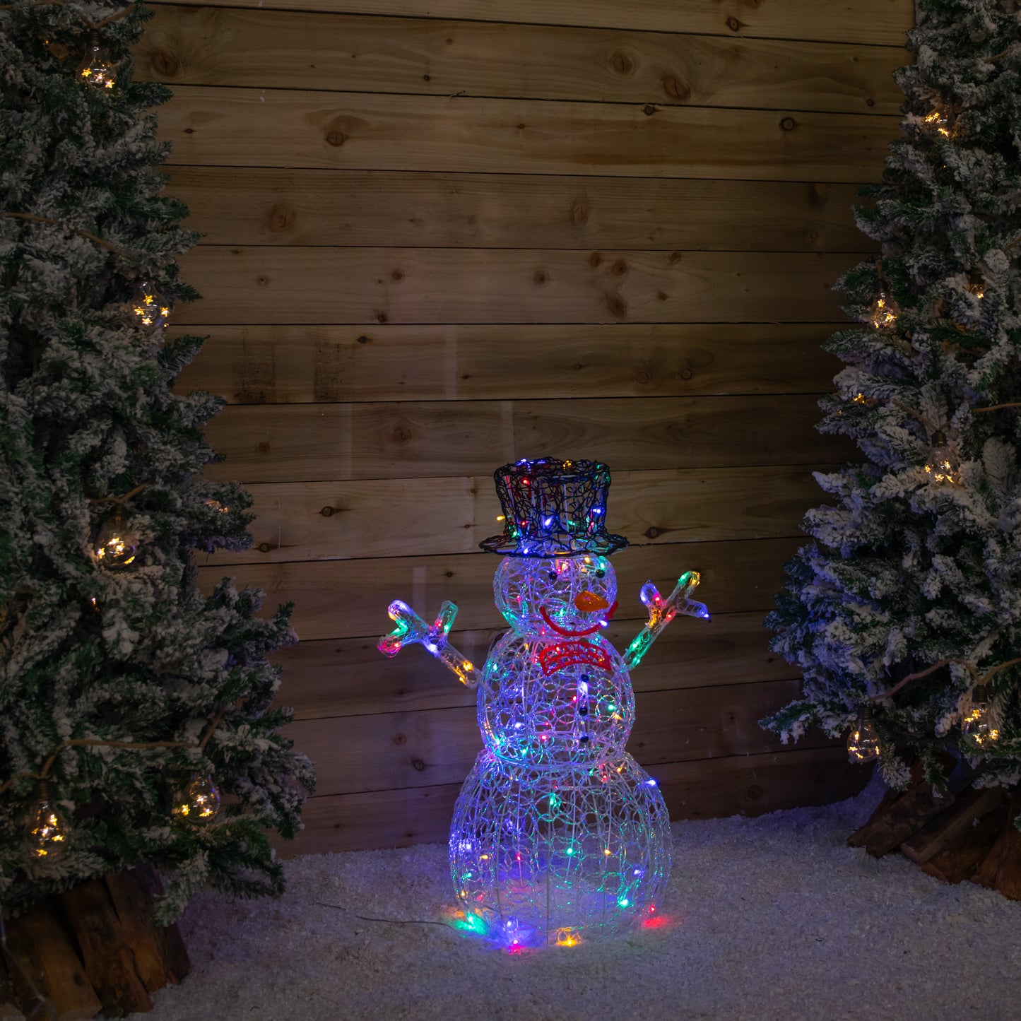 76cm Light up Acrylic Christmas Snowman with 88 Multi-Coloured LEDs