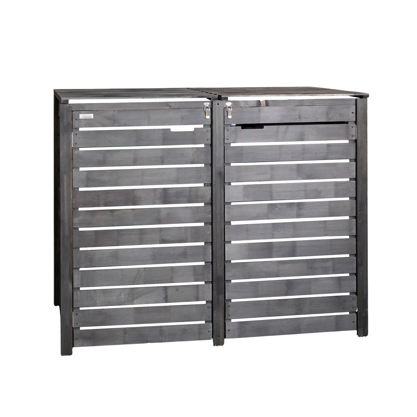 1.43m x 1.16m Outdoor Wooden Garden Double Wheelie Bin Store Storage for 2 Bins in Dark Grey