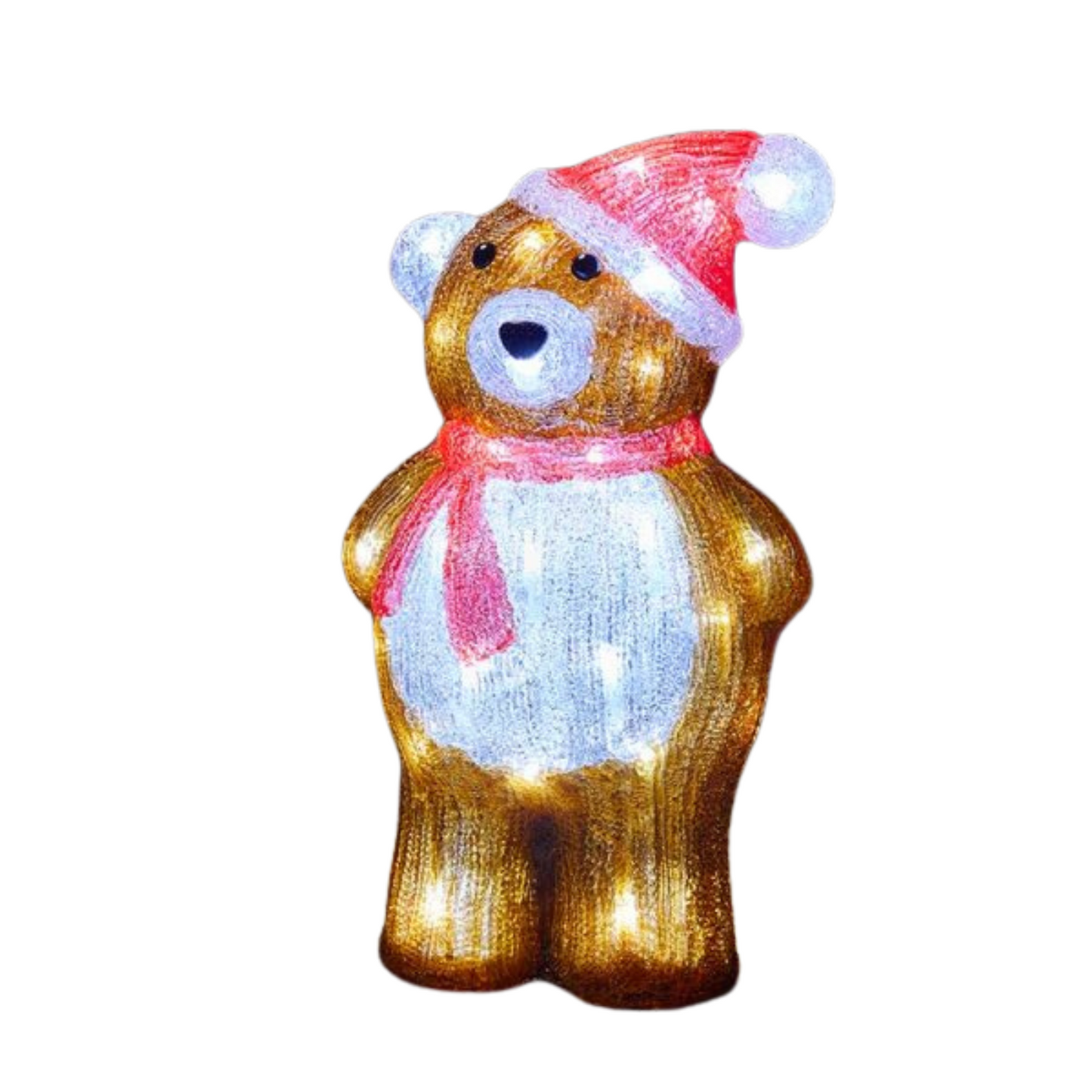 34cm Battery Operated Light up Christmas Ice Teddy with Cool White LEDs