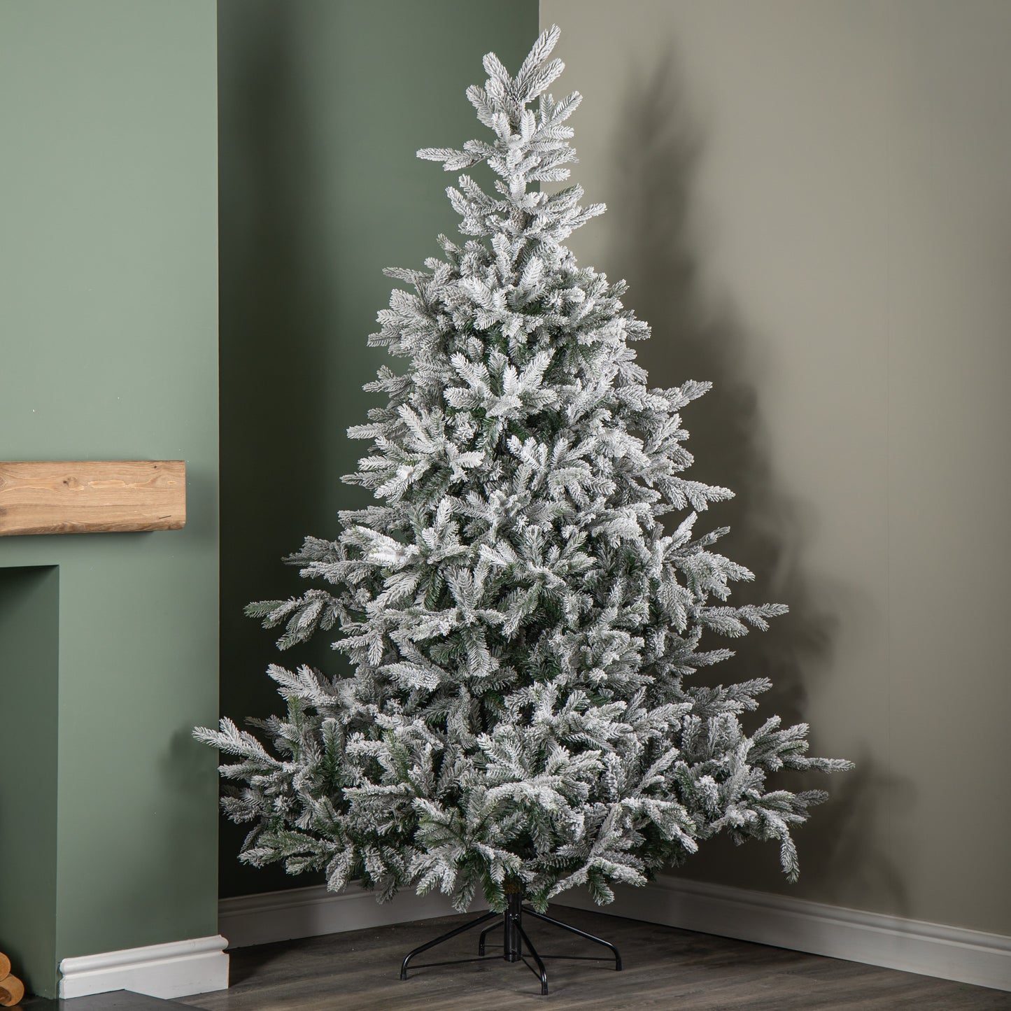 7ft (2.1m) Snowy Grandis Fir Artificial Christmas Tree with 2326 Tips & Metal Stand