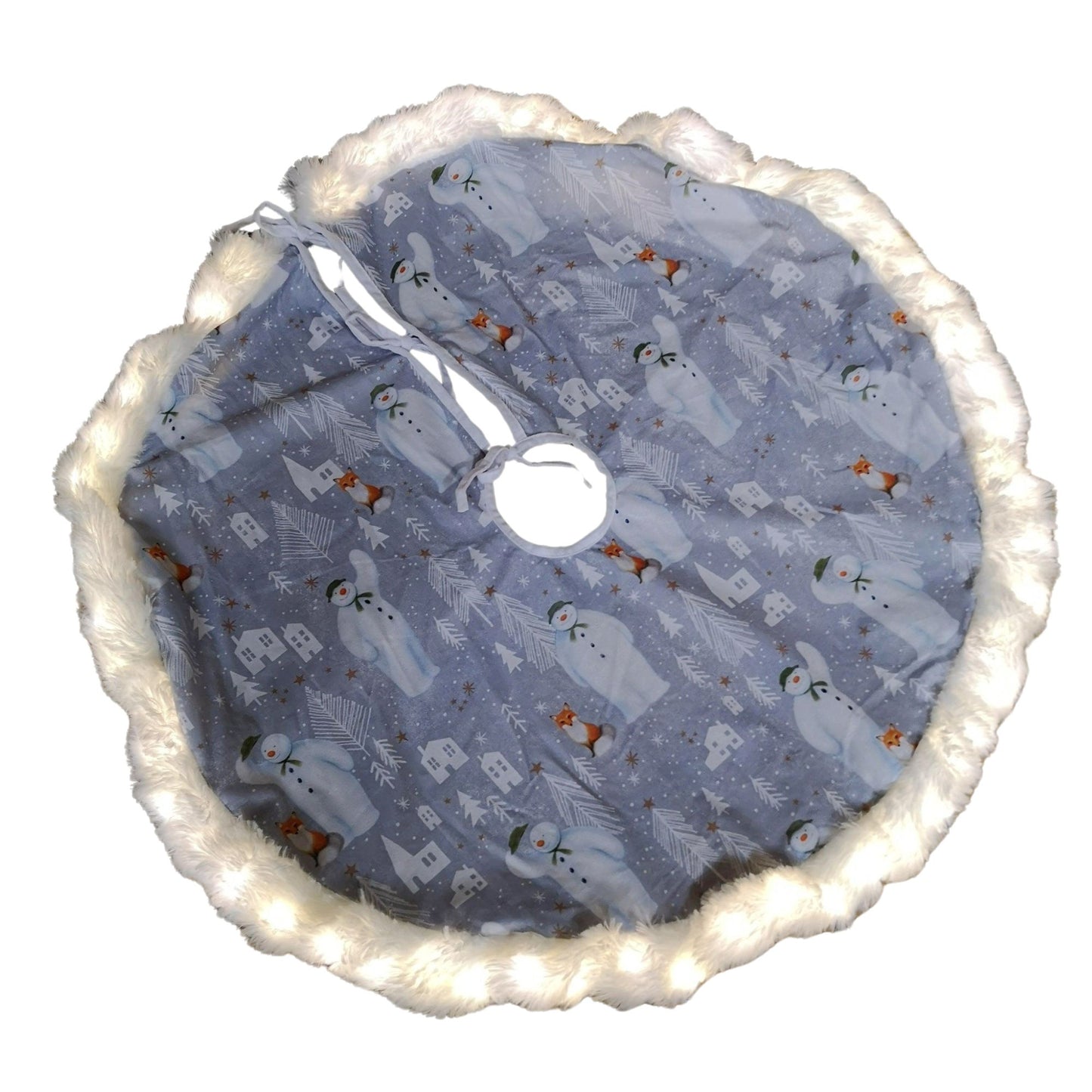 90cm The Snowman™ USB LED Fabric Christmas Tree Skirt with Timer Function