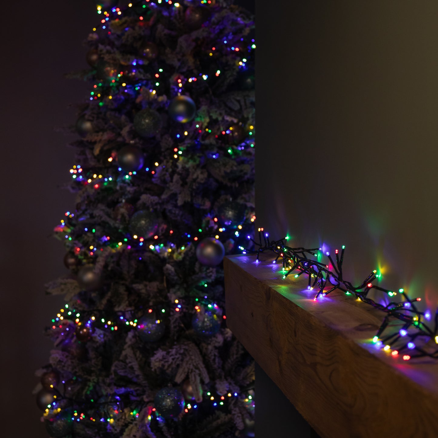 18.5m 1440 LED Christmas Cluster Multi-Action String Lights with Timer in Multi-Coloured