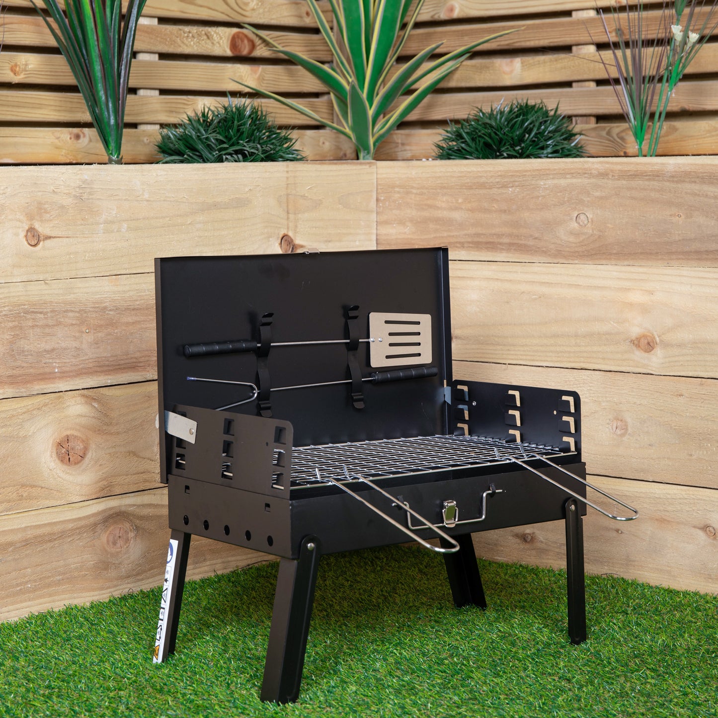 43cm x 26cm Folding Portable Camping Beach Barbecue BBQ with Wind Shield & Tools