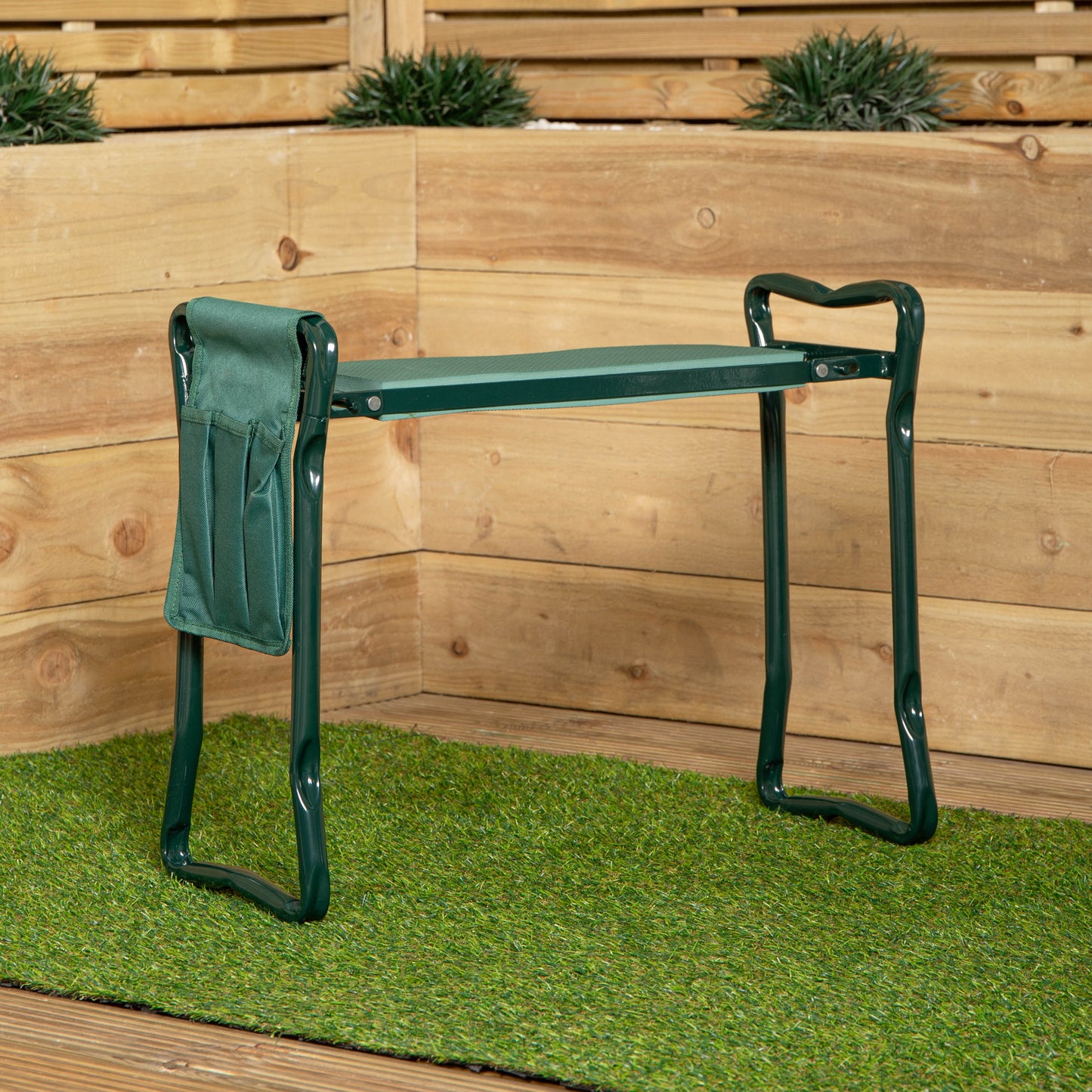 Green Garden Kneeling Pad with Chair and Detachable Tool Bag