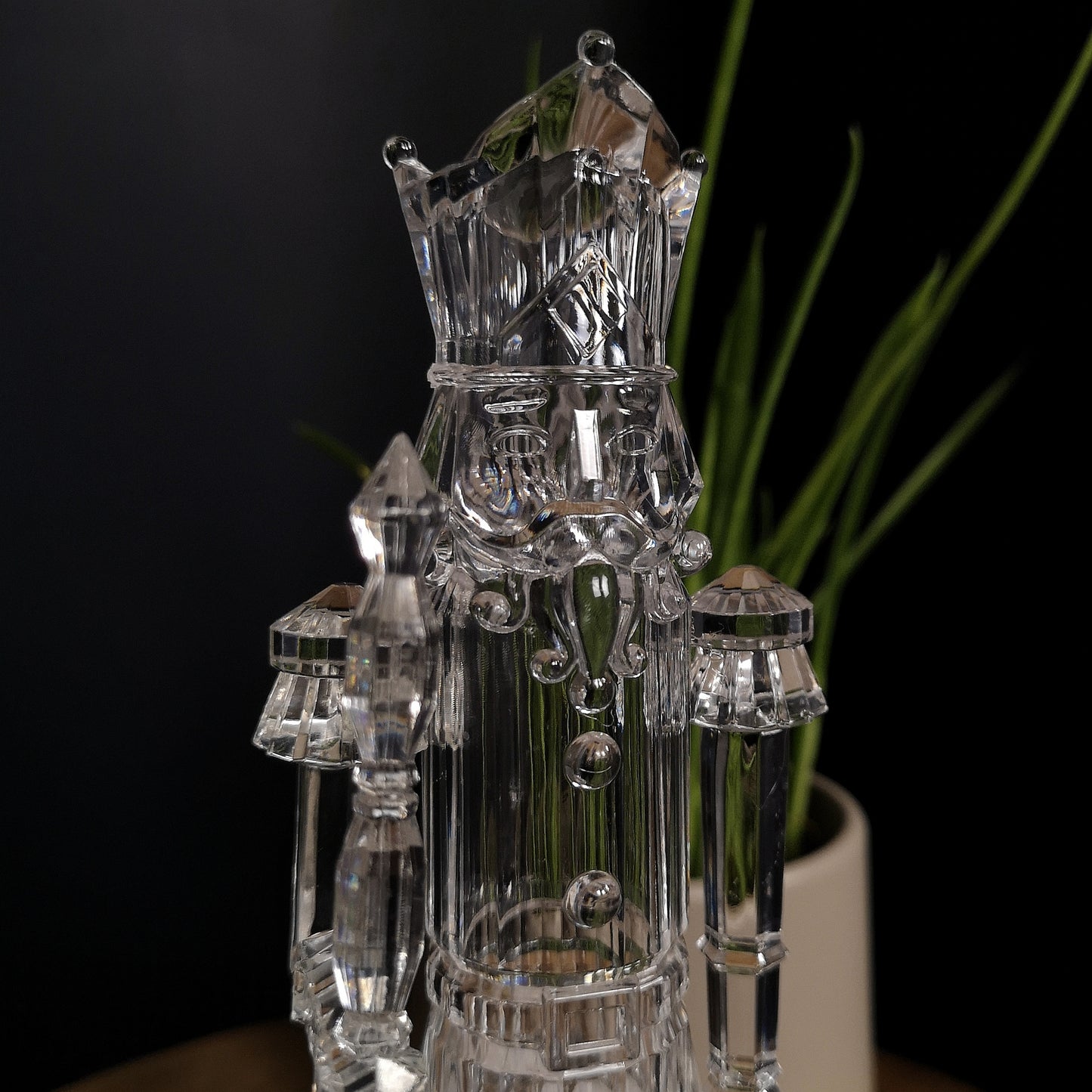 30cm Clear Acrylic Light up Christmas Nutcracker Decoration with Colour Changing LEDs