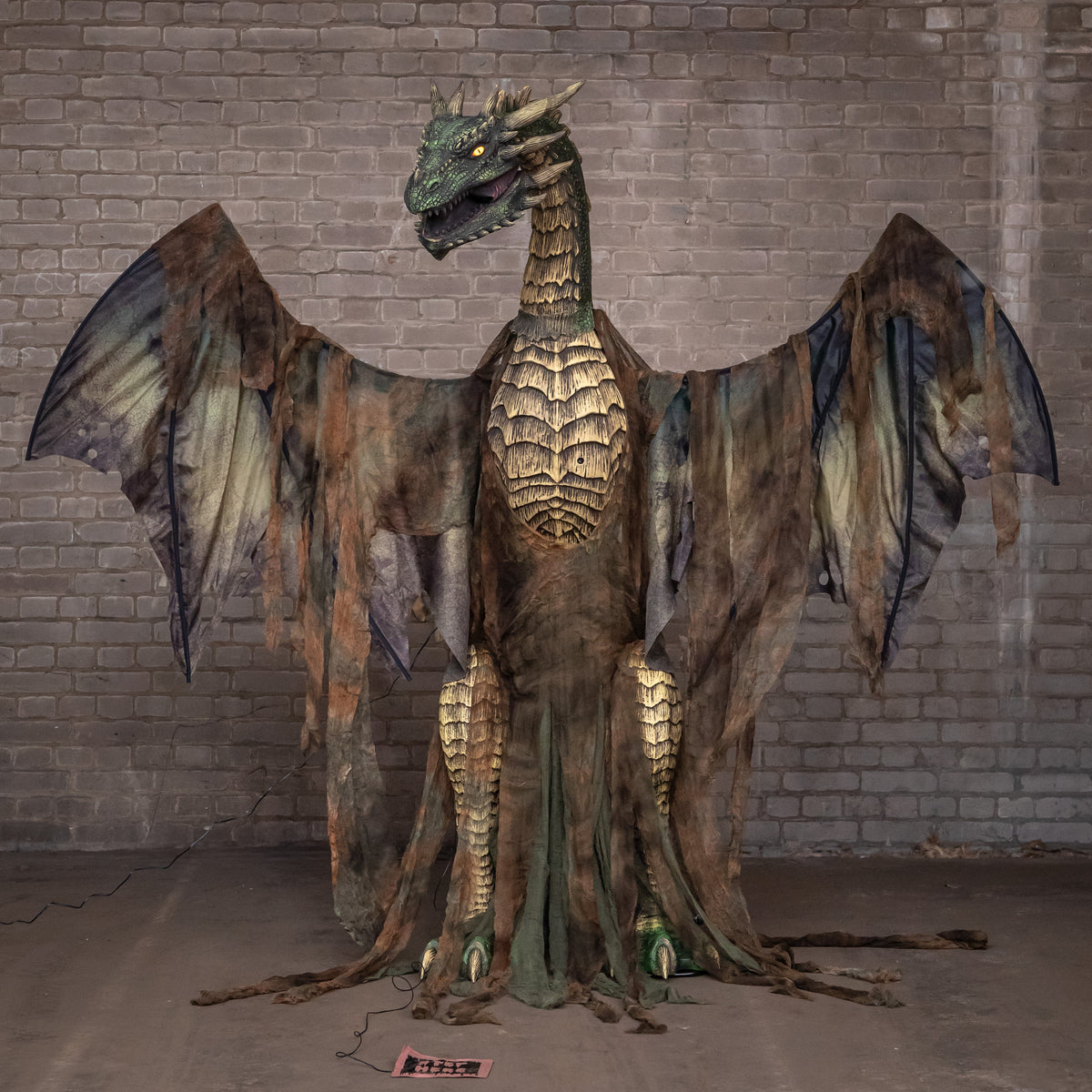 7ft Giant Sized Dark Forest Dragon Halloween Animatronic Decoration with LED Eyes with Smoke Machine INCLUDED