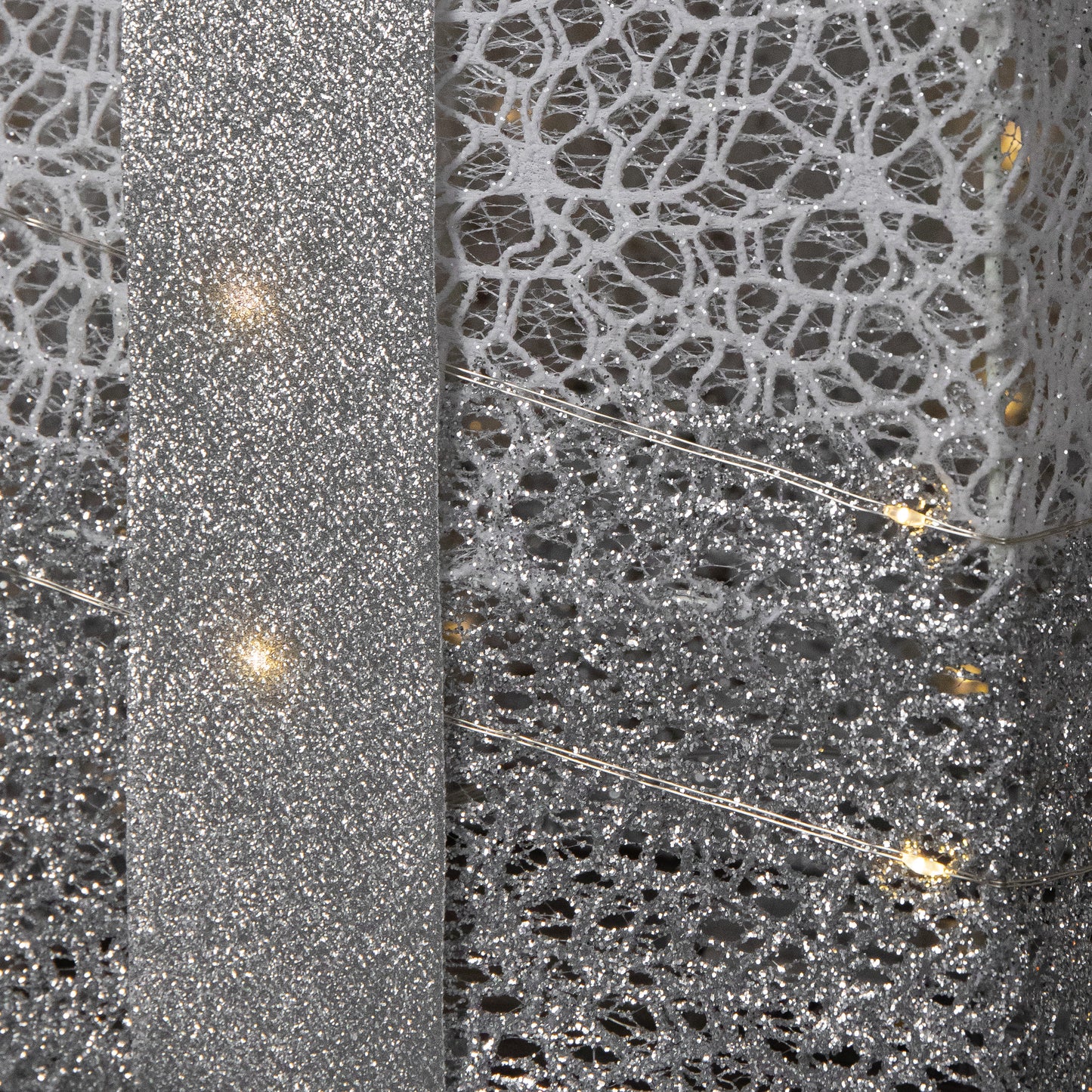 Set of 3 Battery Operated Silver Sparkly Christmas Gift Boxes with LEDs