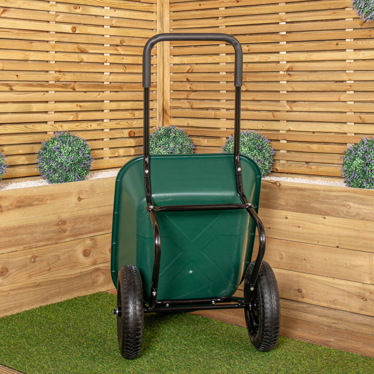 Heavy Duty 2 Wheel Outdoor Pneumatic Plastic Garden Wheelbarrow in Green