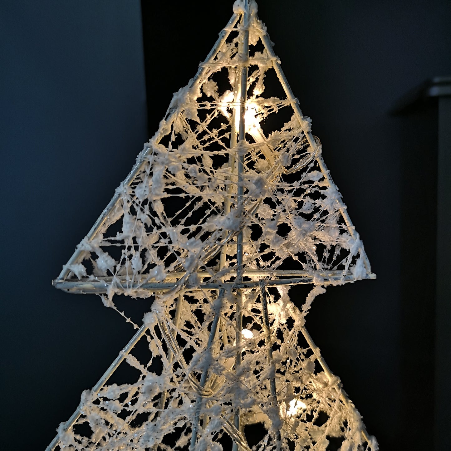 50cm Warm White Battery Operated LED White and Gold Tree Silhouette Christmas Decoration