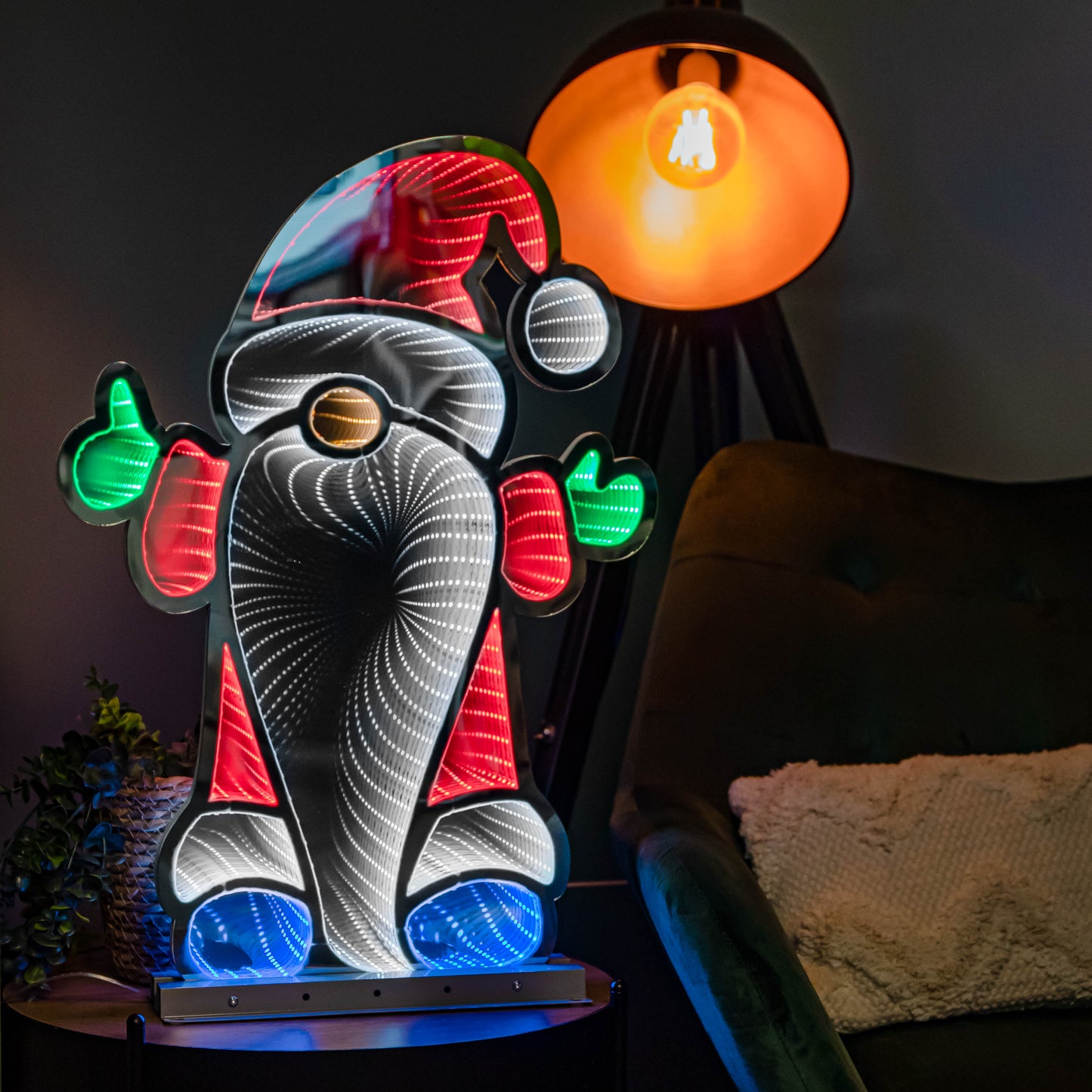 60cm Infinity Christmas Santa on Metal Base with Multi-Coloured LEDs