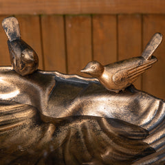 81cm Bronze Effect Garden Patio Bird Bath with Bird Sculptures