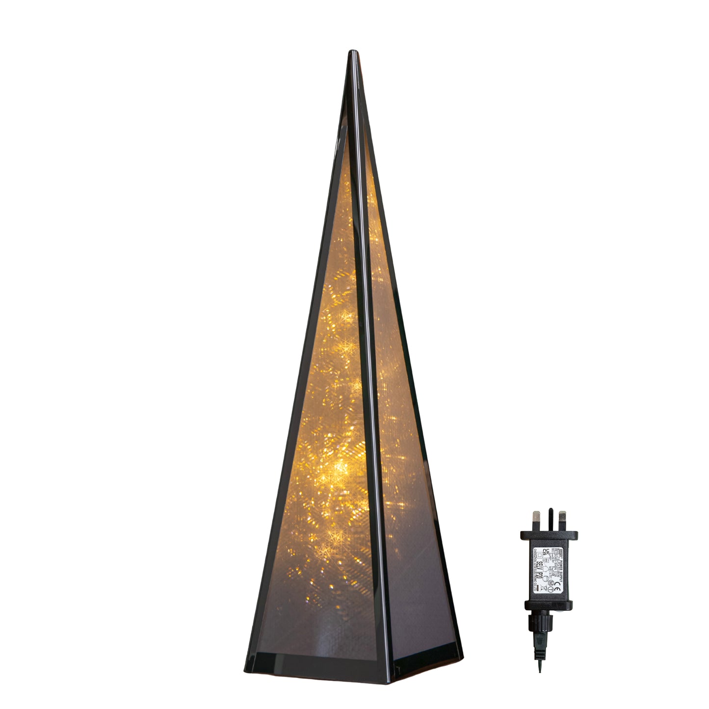 45cm Light up Holographic Christmas Pyramid Decoration with Warm White LEDs
